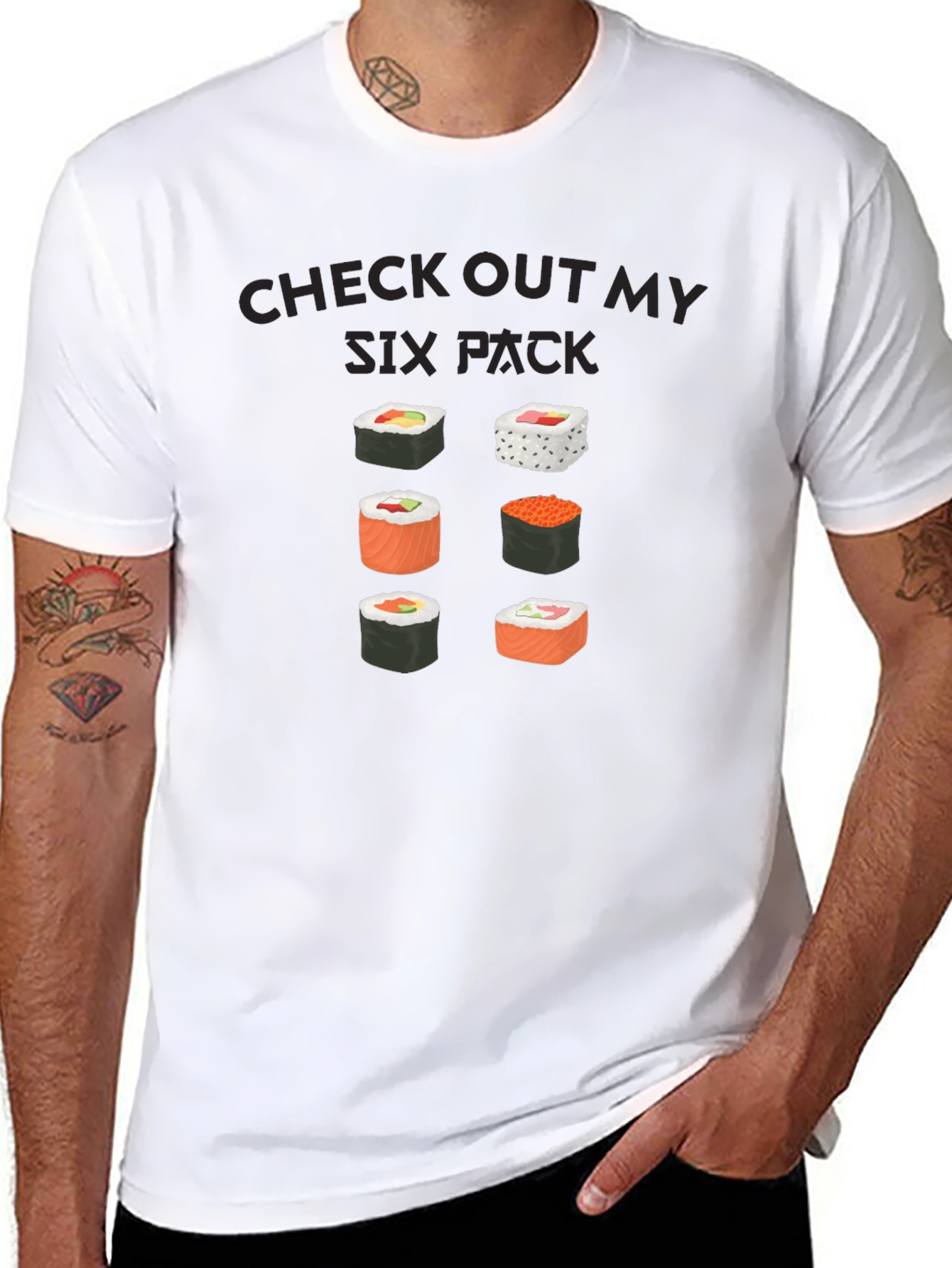 Sushi Six Pack T-Shirt - Funny Foodie Tee