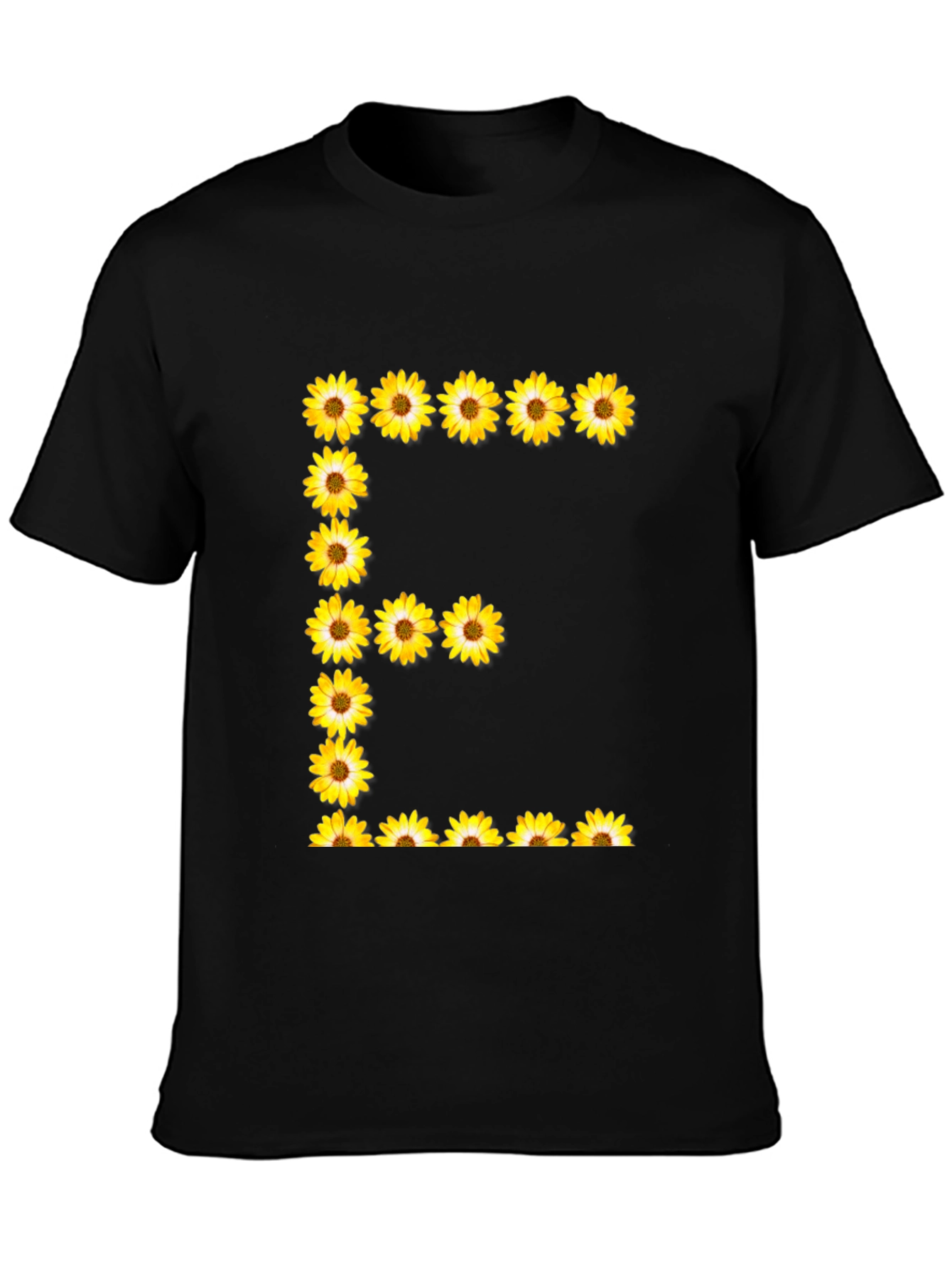 Sunflower Letter E Black T-Shirt
