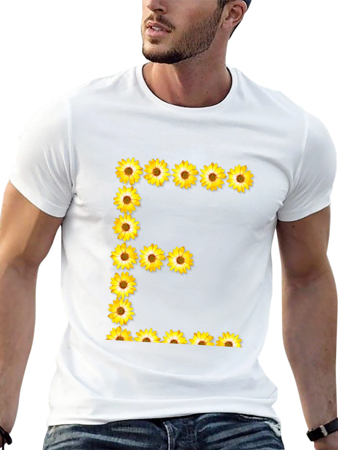 Sunflower Letter E Black T-Shirt