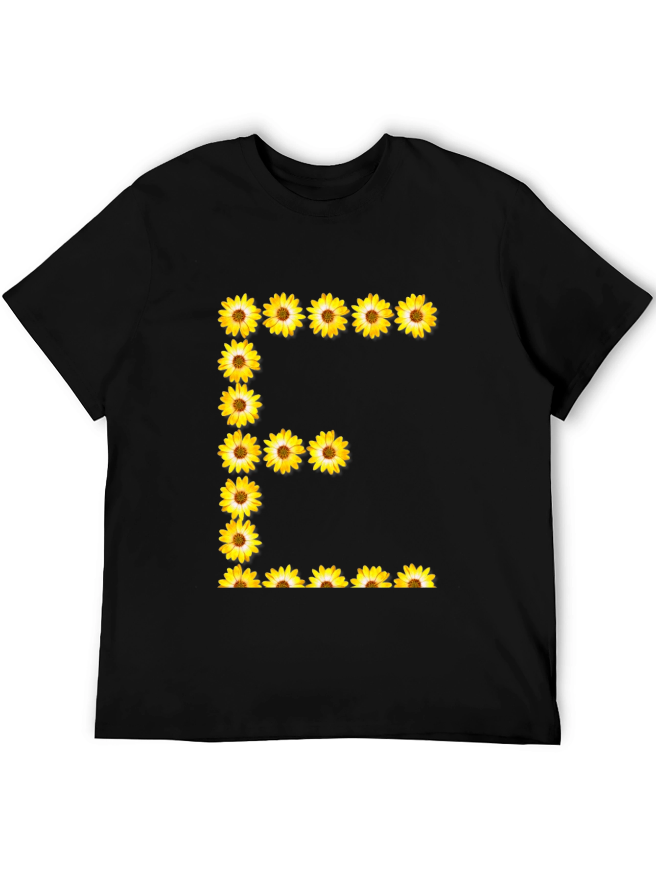 Sunflower Letter E Black T-Shirt