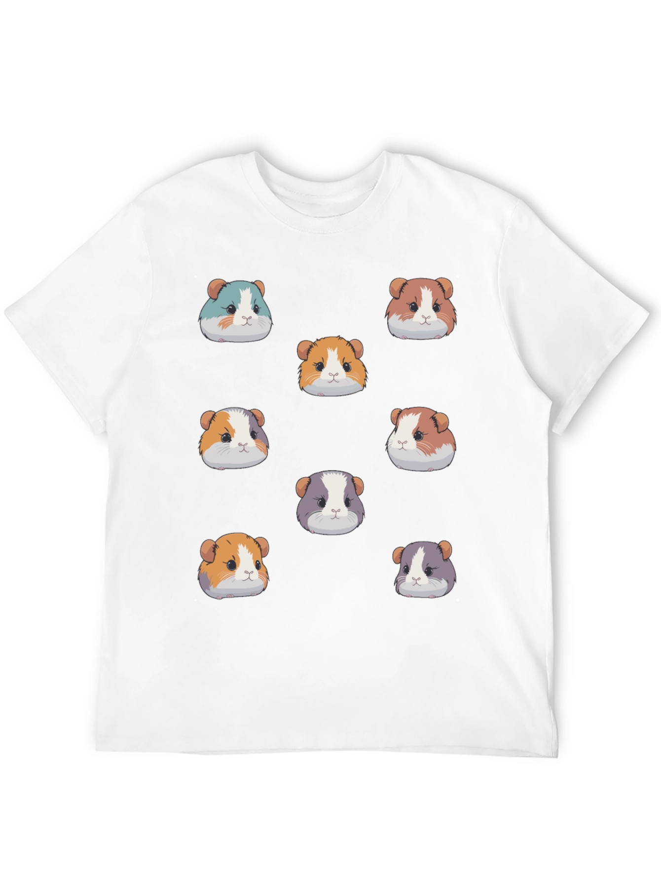 Guinea Pig Faces Pattern Black T-Shirt