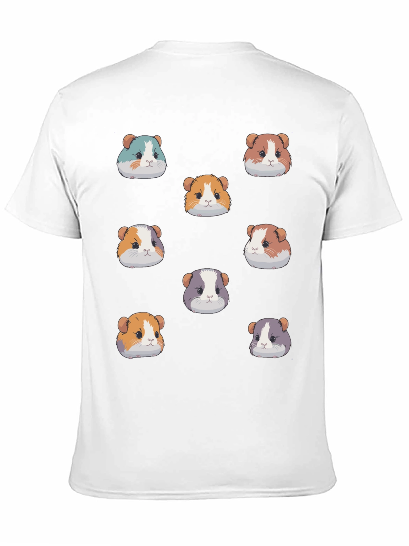 Guinea Pig Faces Pattern Black T-Shirt