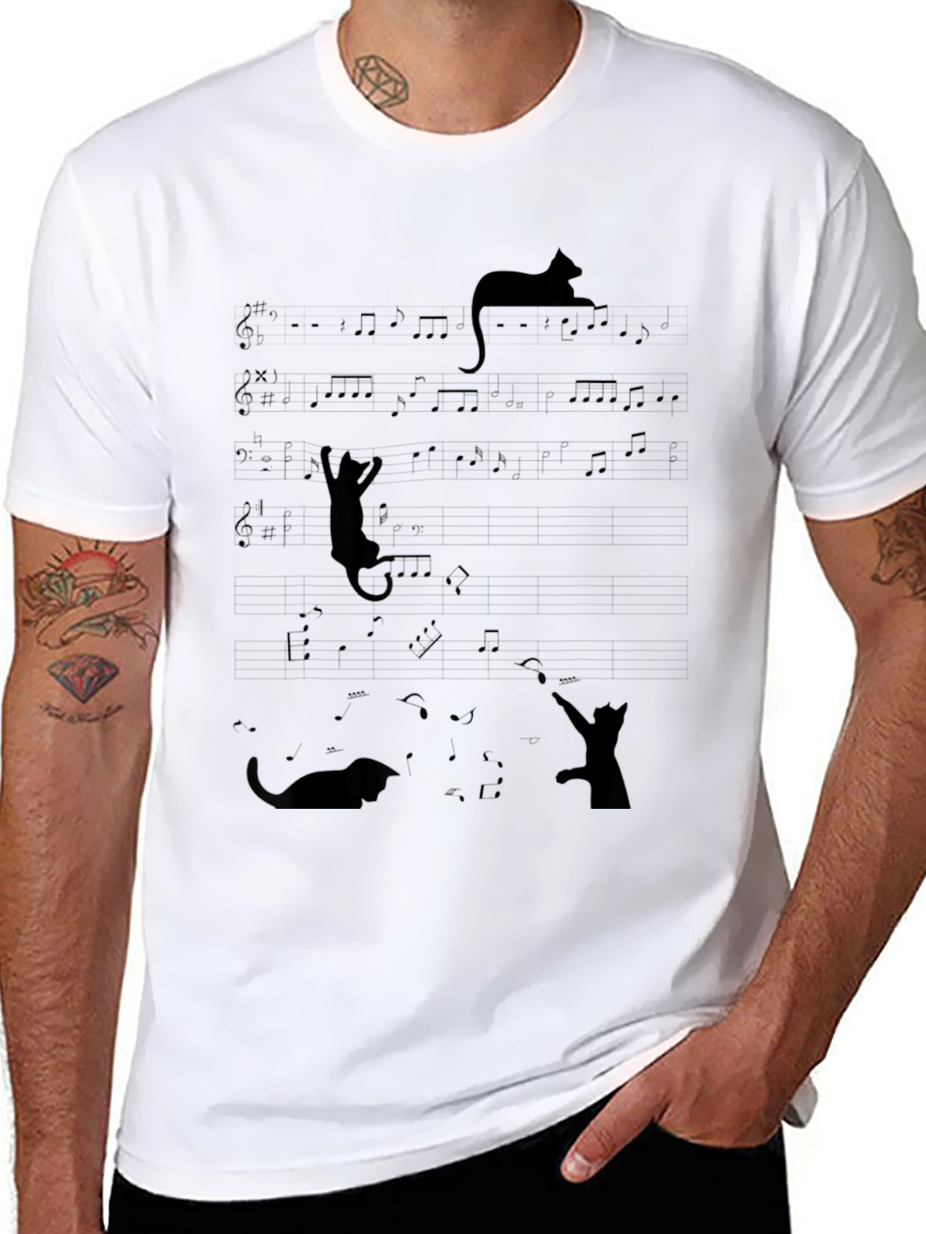 Cat Music Notes T-Shirt