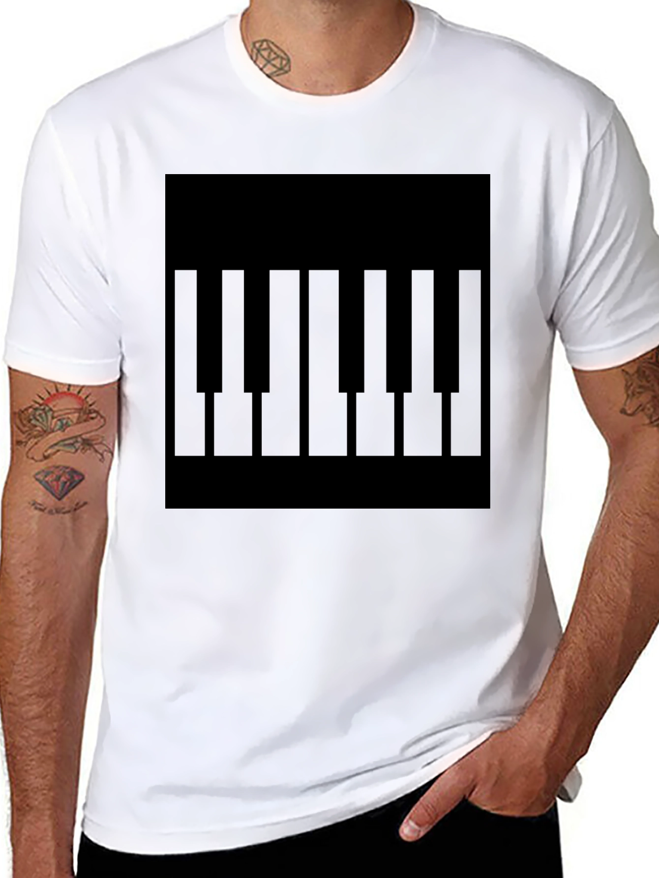 Black Piano Keys Graphic Tee - Musical T-Shirt