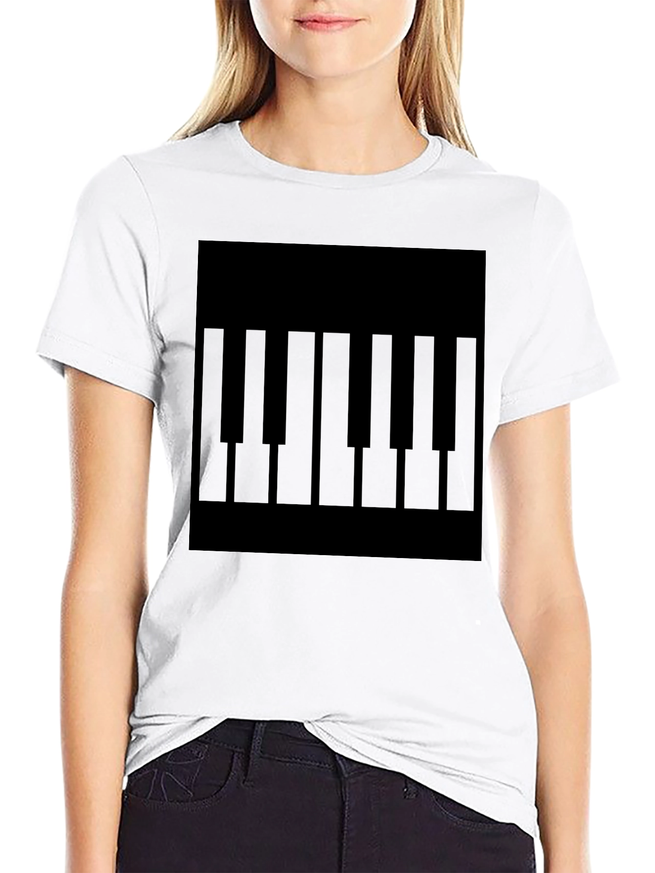 Black Piano Keys Graphic Tee - Musical T-Shirt