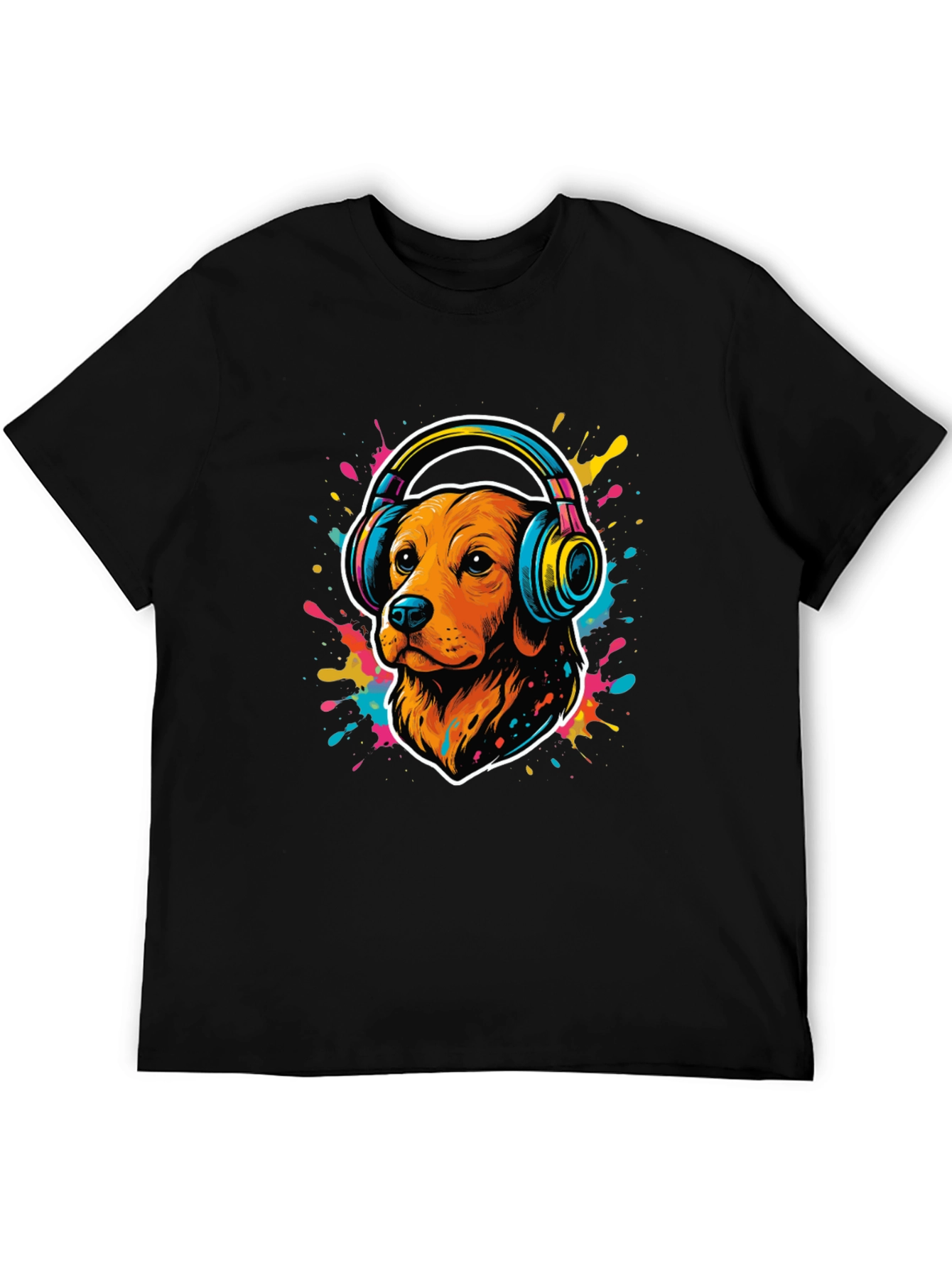 Dog in Headphones Graphic Tee - Cool Style