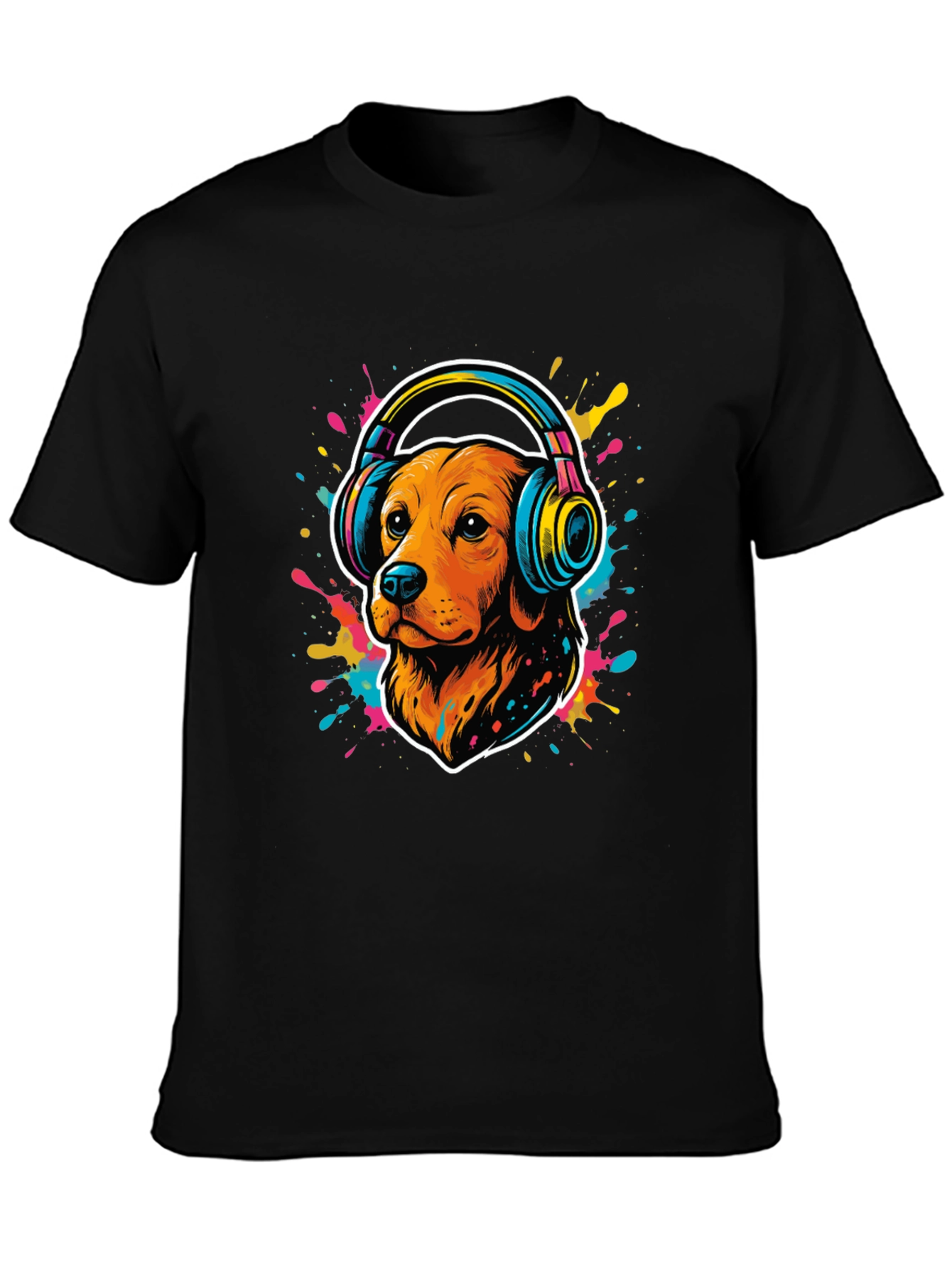 Dog in Headphones Graphic Tee - Cool Style