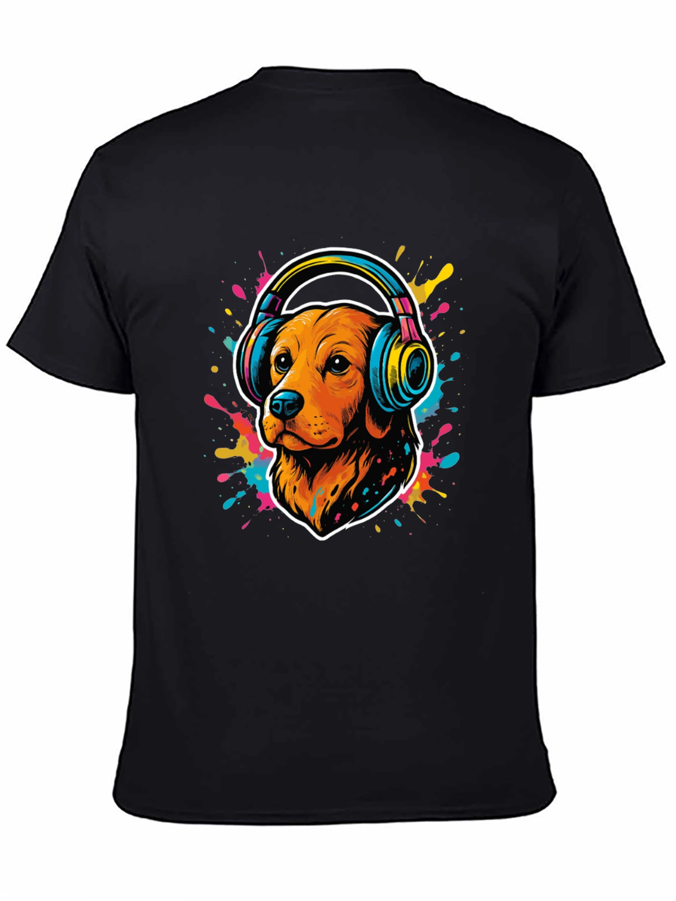Dog in Headphones Graphic Tee - Cool Style