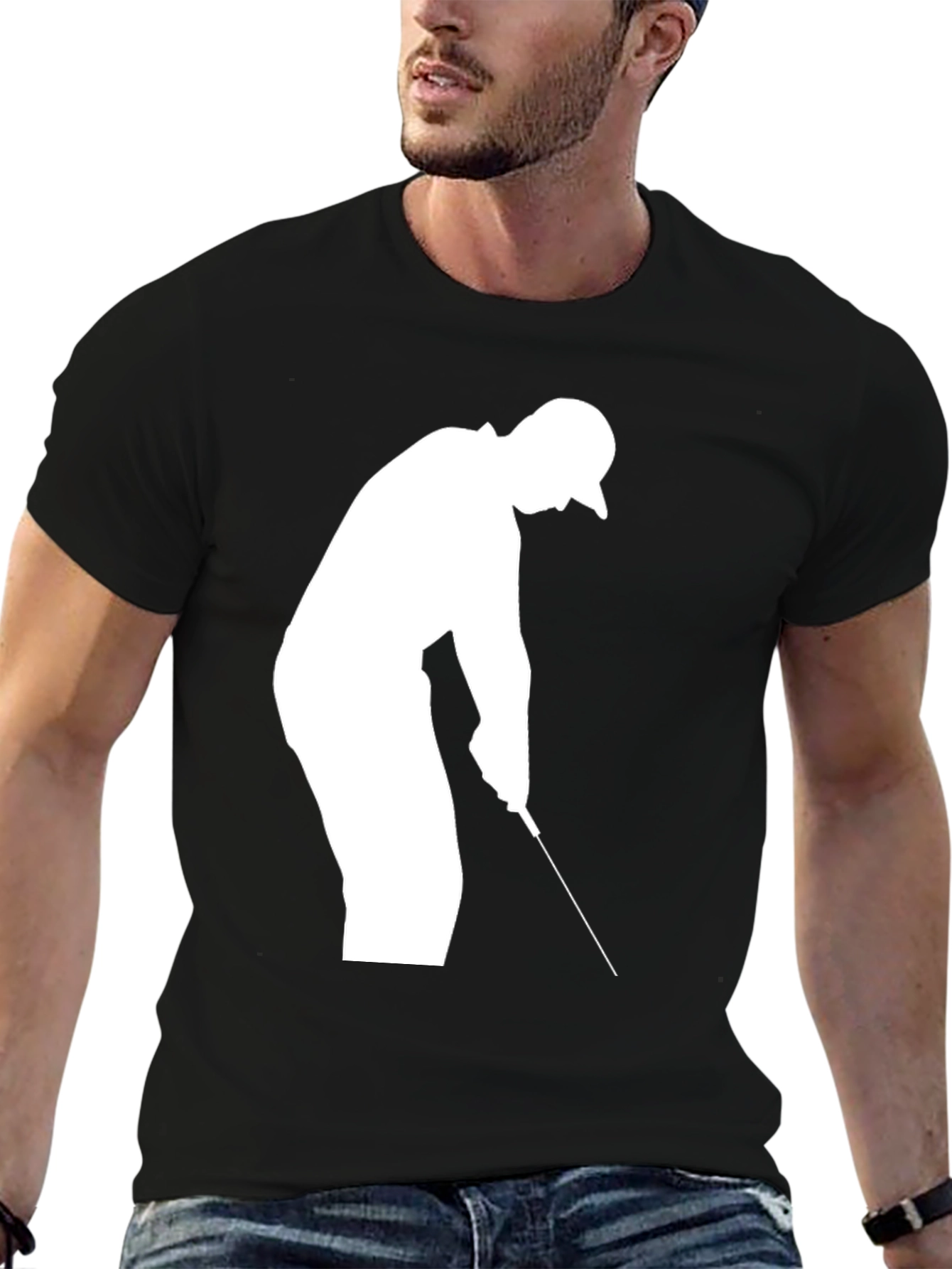 Golf Silhouette T-Shirt - Black Cotton Tee