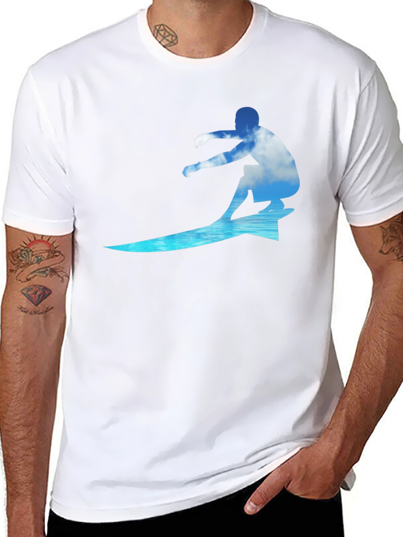 Surfing Cloud Graphic Black T-Shirt