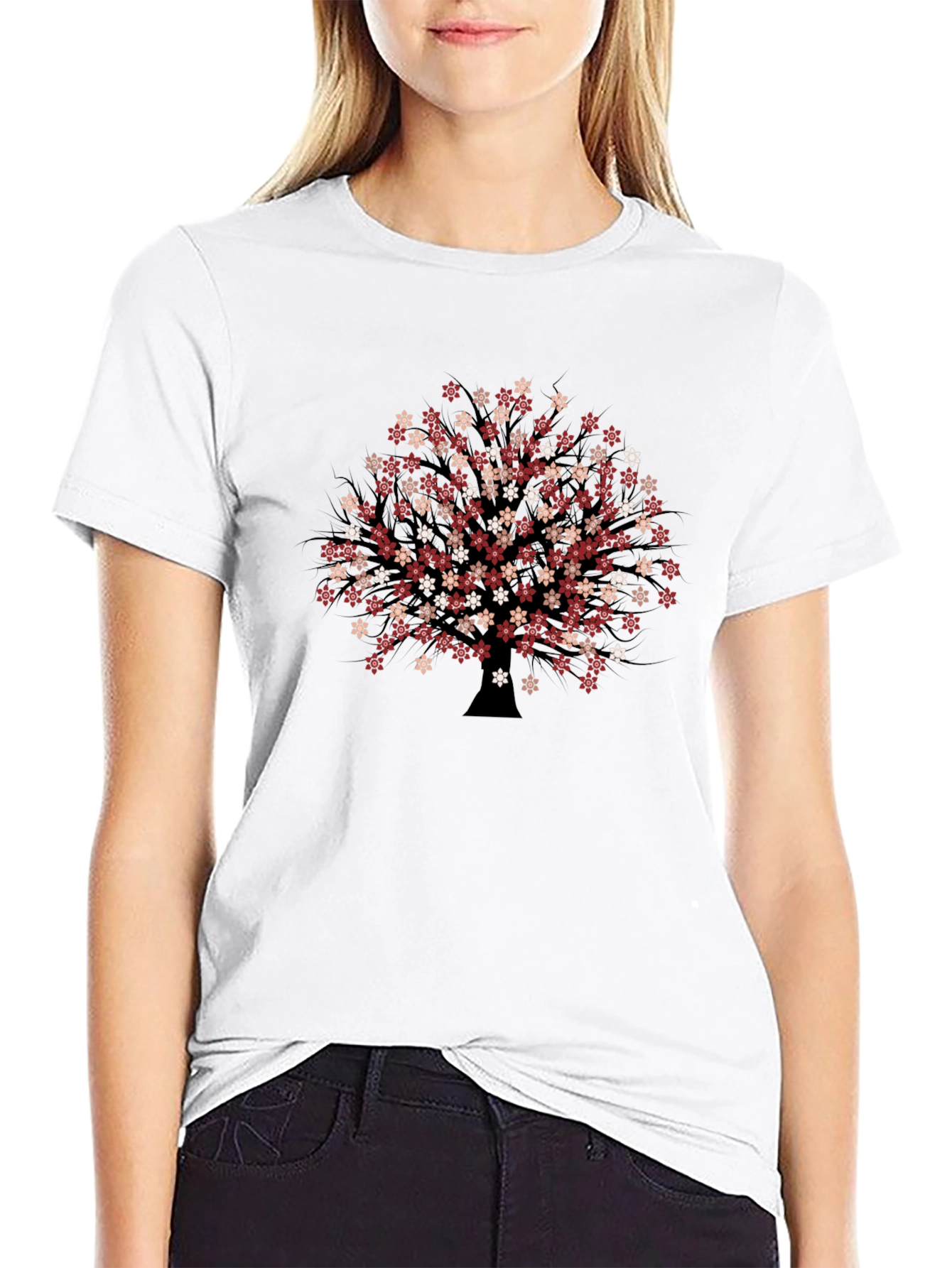 Floral Tree Graphic Black T-Shirt