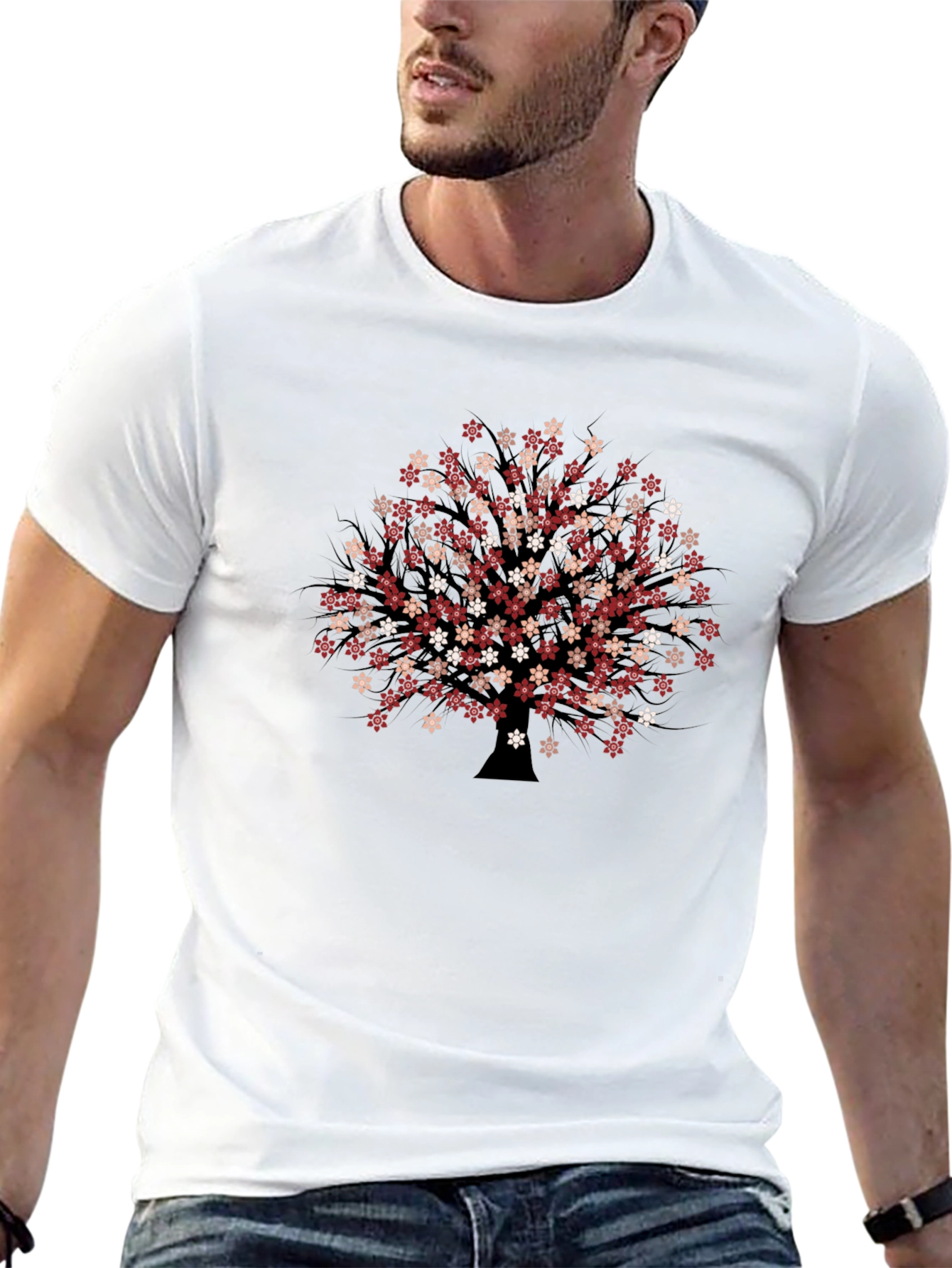 Floral Tree Graphic Black T-Shirt