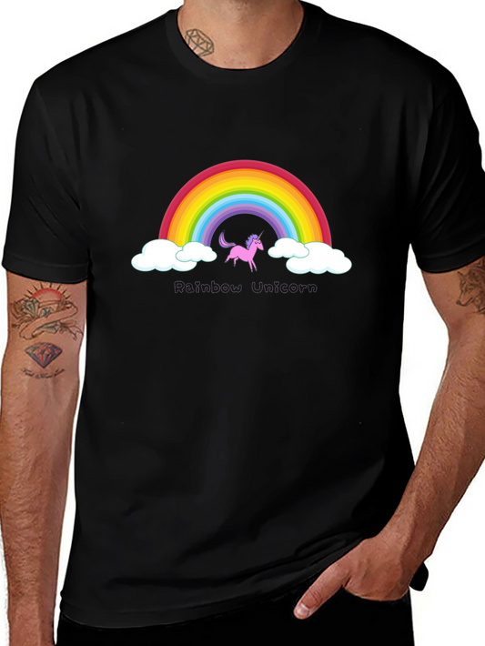 Rainbow Unicorn Graphic Tee - Black Cotton Comfort