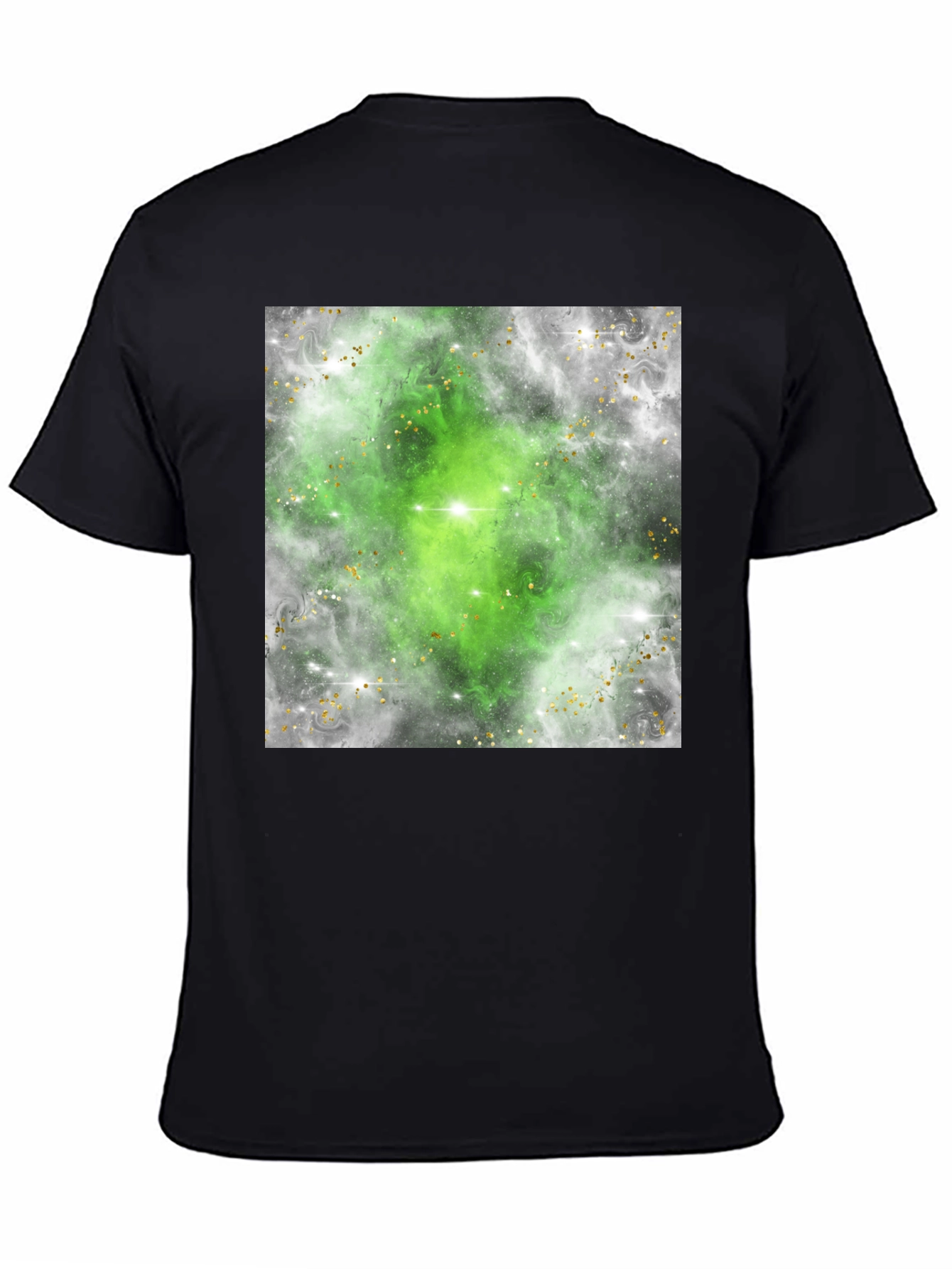 Green Nebula Graphic Tee - Black Cotton T-Shirt