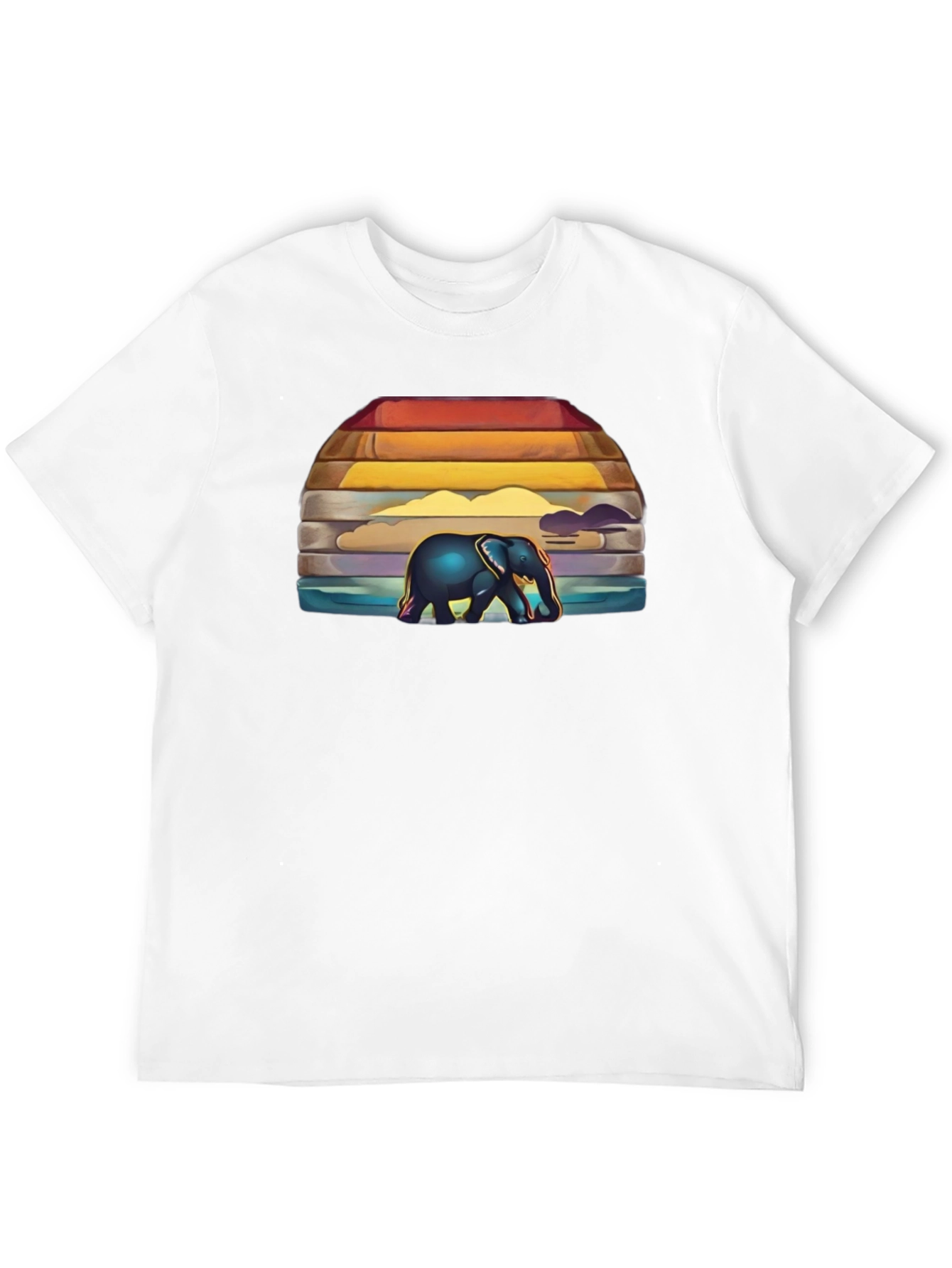 Elephant Sunset Graphic T-Shirt