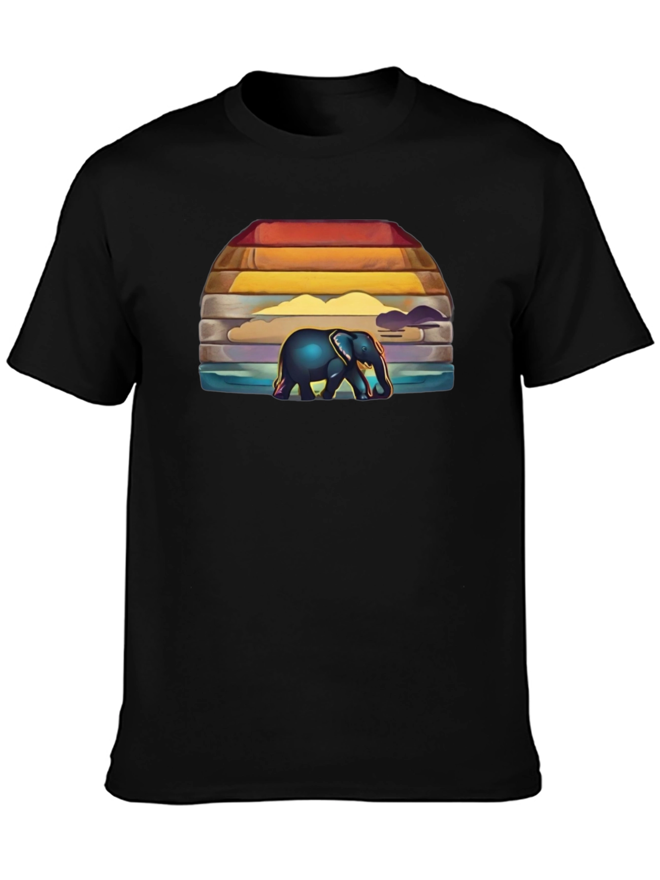 Elephant Sunset Graphic T-Shirt