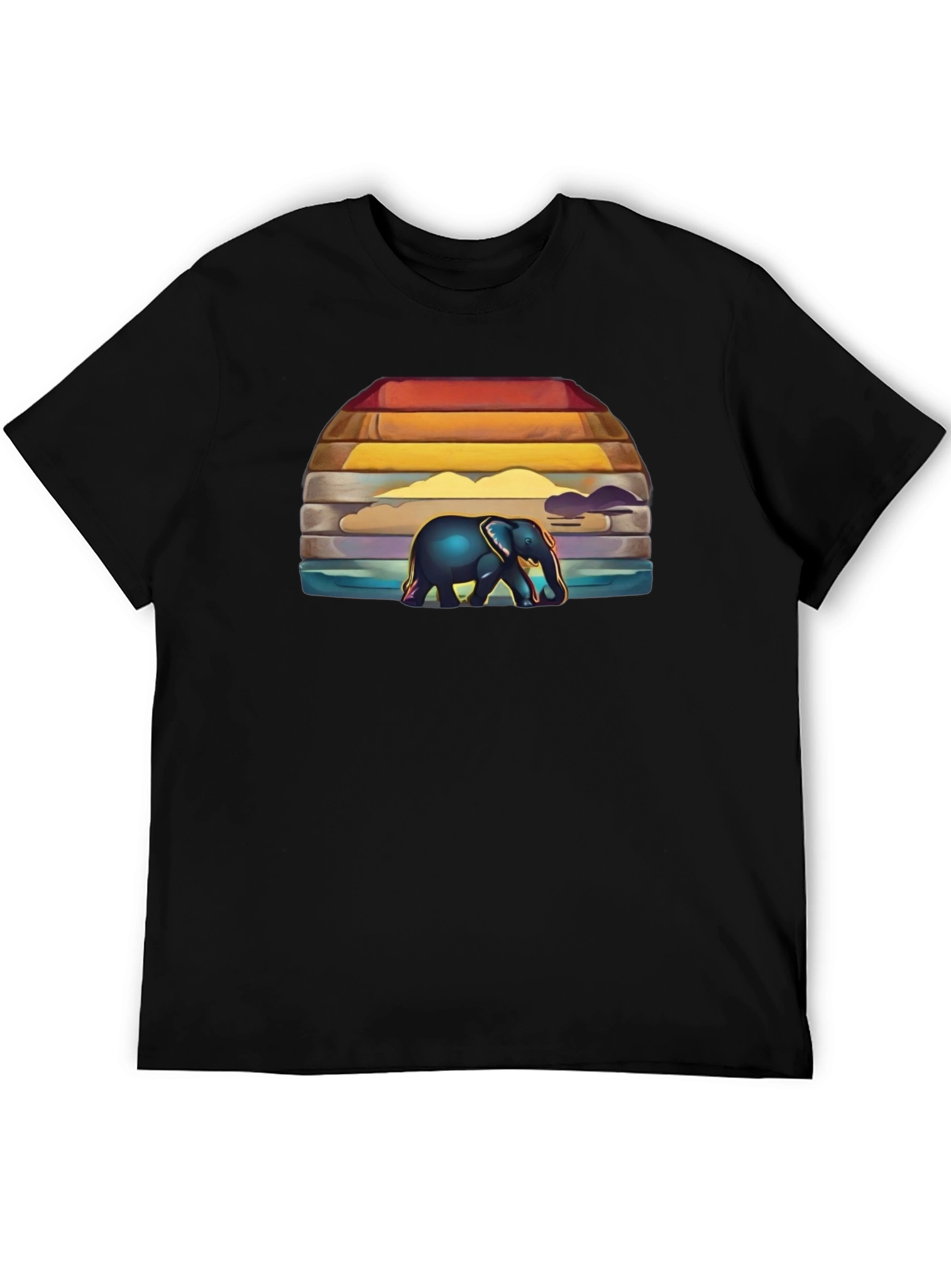 Elephant Sunset Graphic T-Shirt