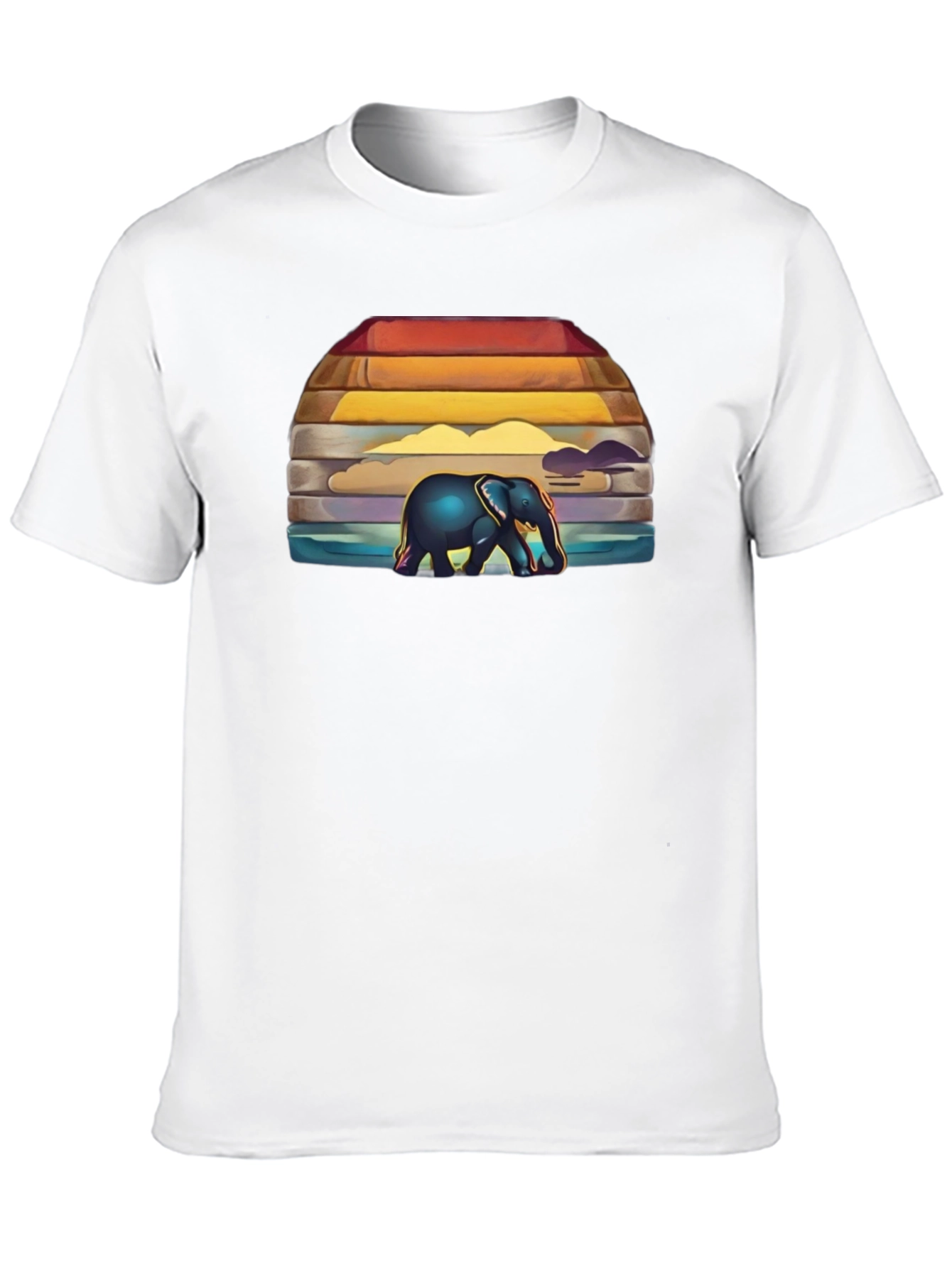 Elephant Sunset Graphic T-Shirt
