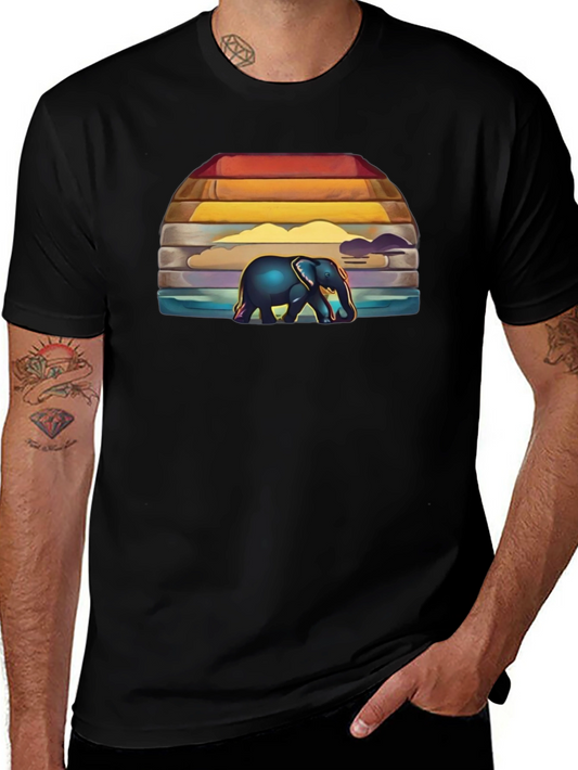 Elephant Sunset Graphic T-Shirt