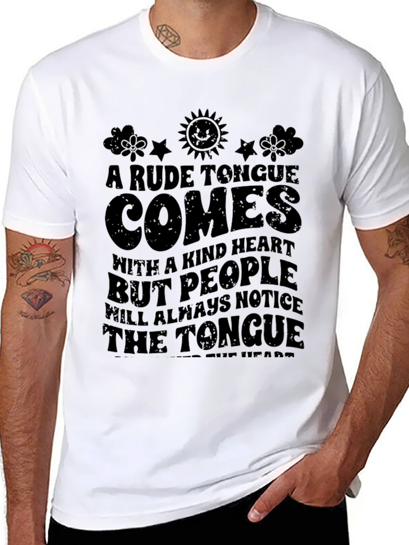 Rude Tongue Comes With A Kind Heart Graphic T-Shirt