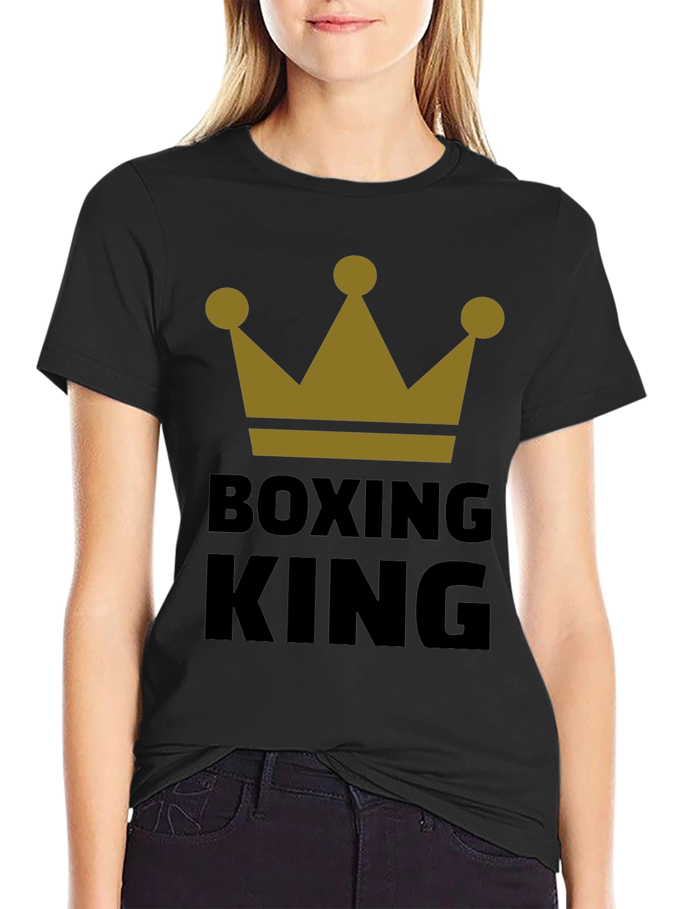 Boxing King Crown Graphic Tee - Black