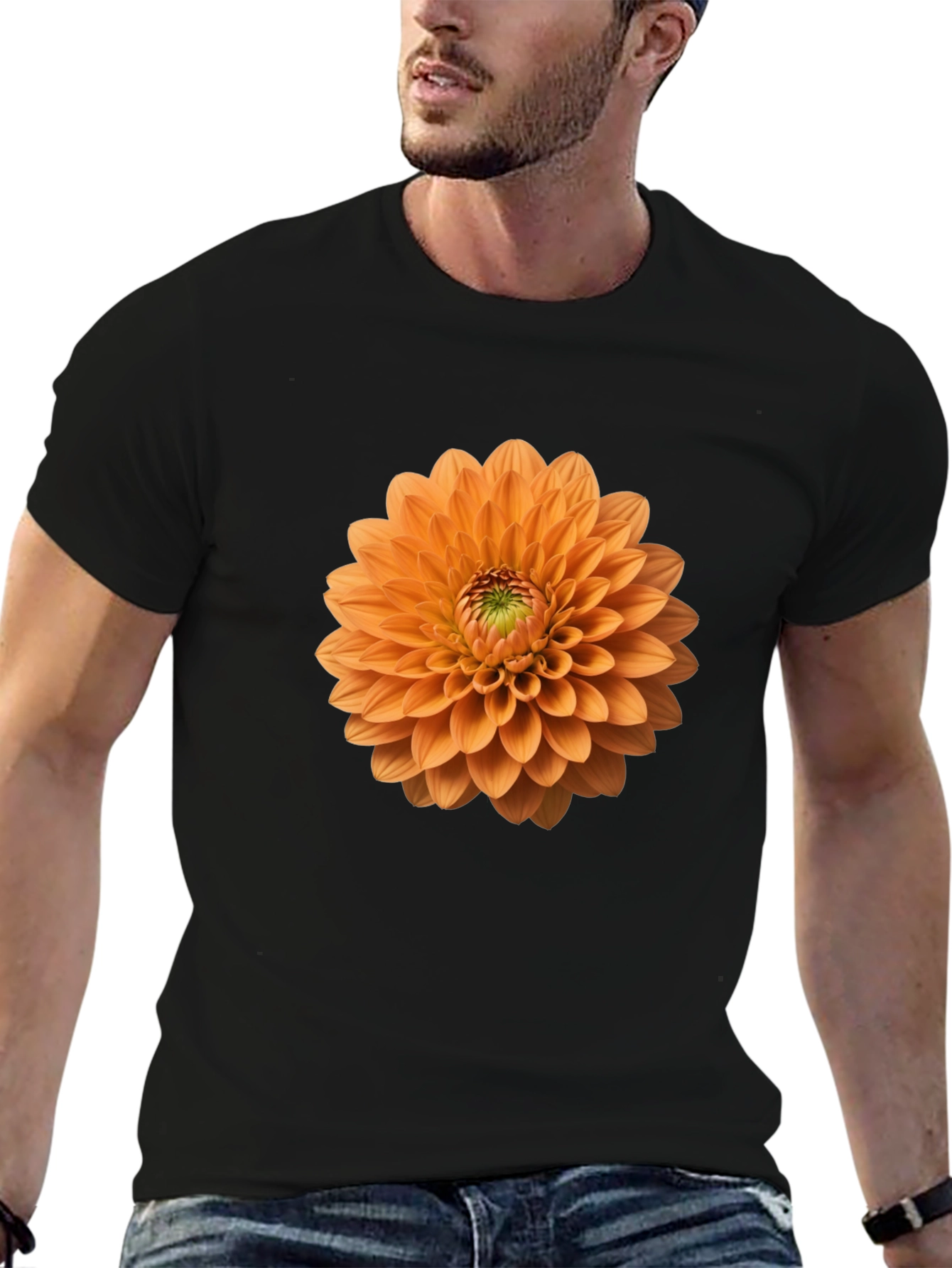 Floral Graphic Tee - Orange Dahlia Print