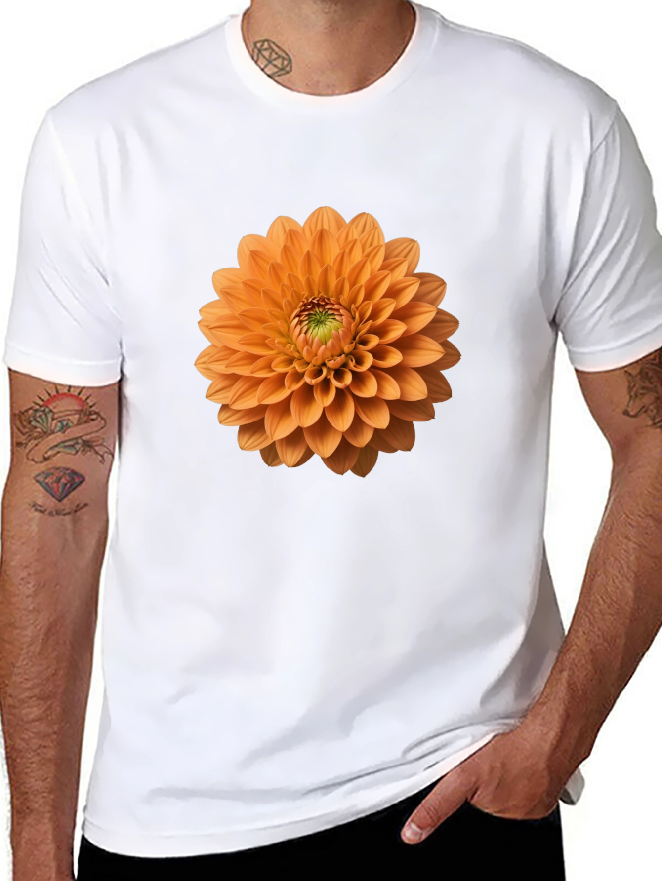 Floral Graphic Tee - Orange Dahlia Print