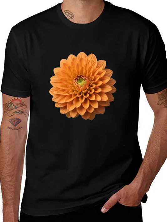 Floral Graphic Tee - Orange Dahlia Print