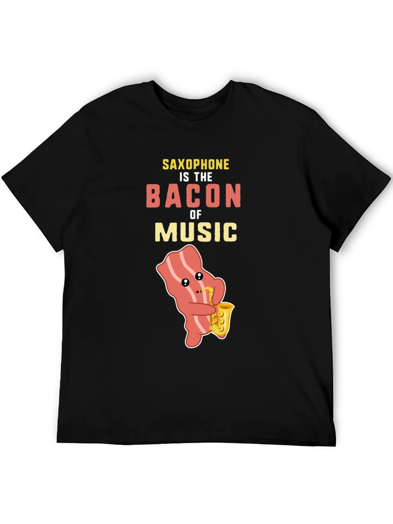 Saxophone Bacon Music T-Shirt Funny Musician Tee