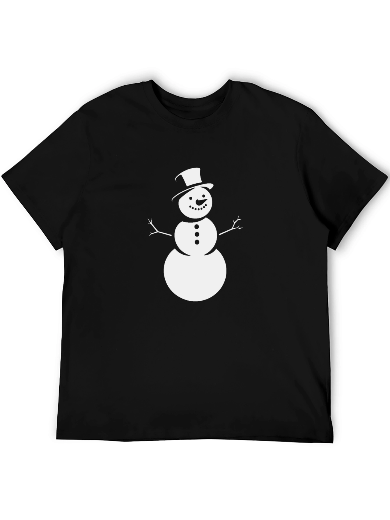 Festive Snowman Graphic Tee - Black