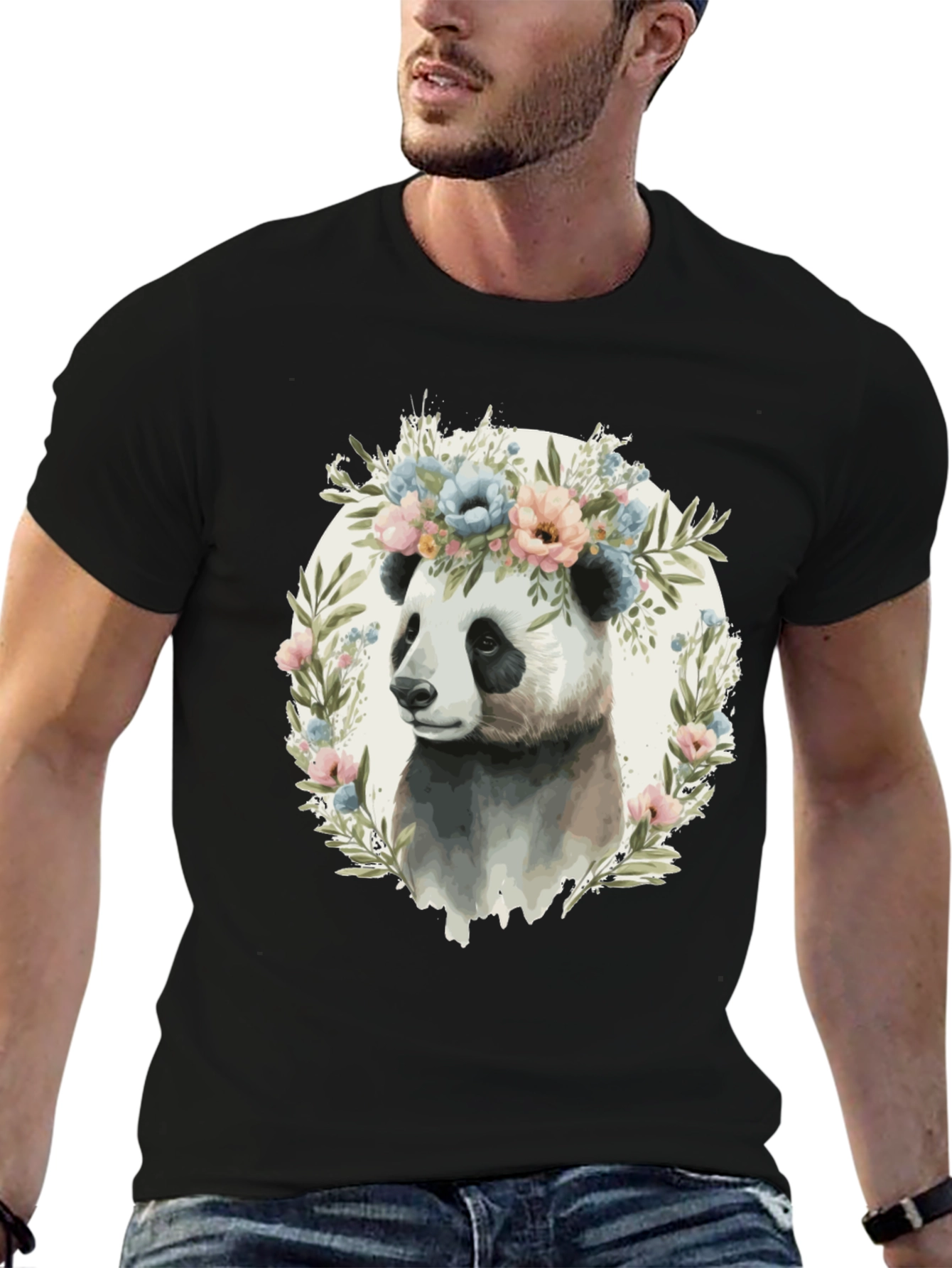 Panda Floral Crown T-Shirt - Unisex Fashion Tee