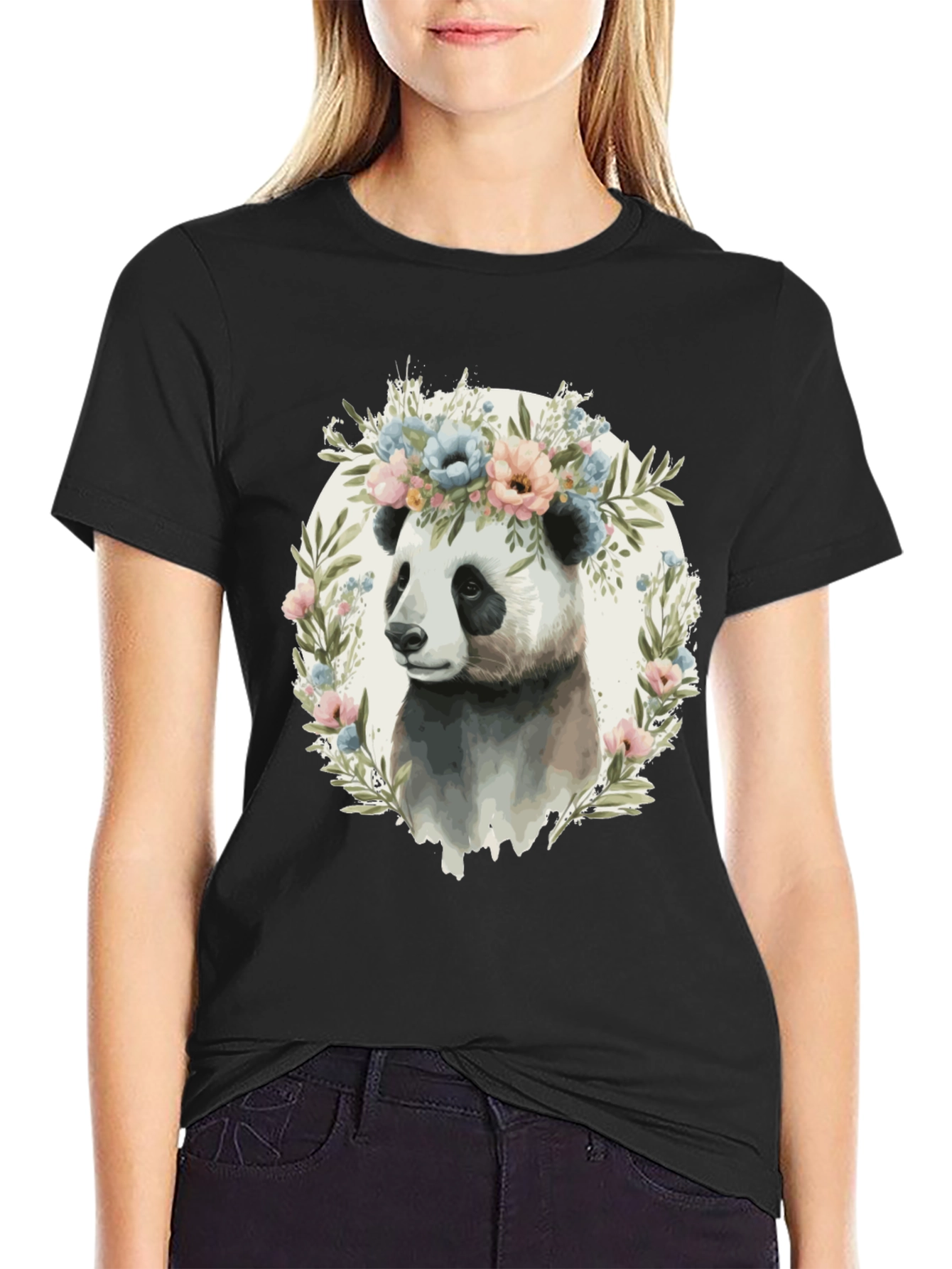 Panda Floral Crown T-Shirt - Unisex Fashion Tee