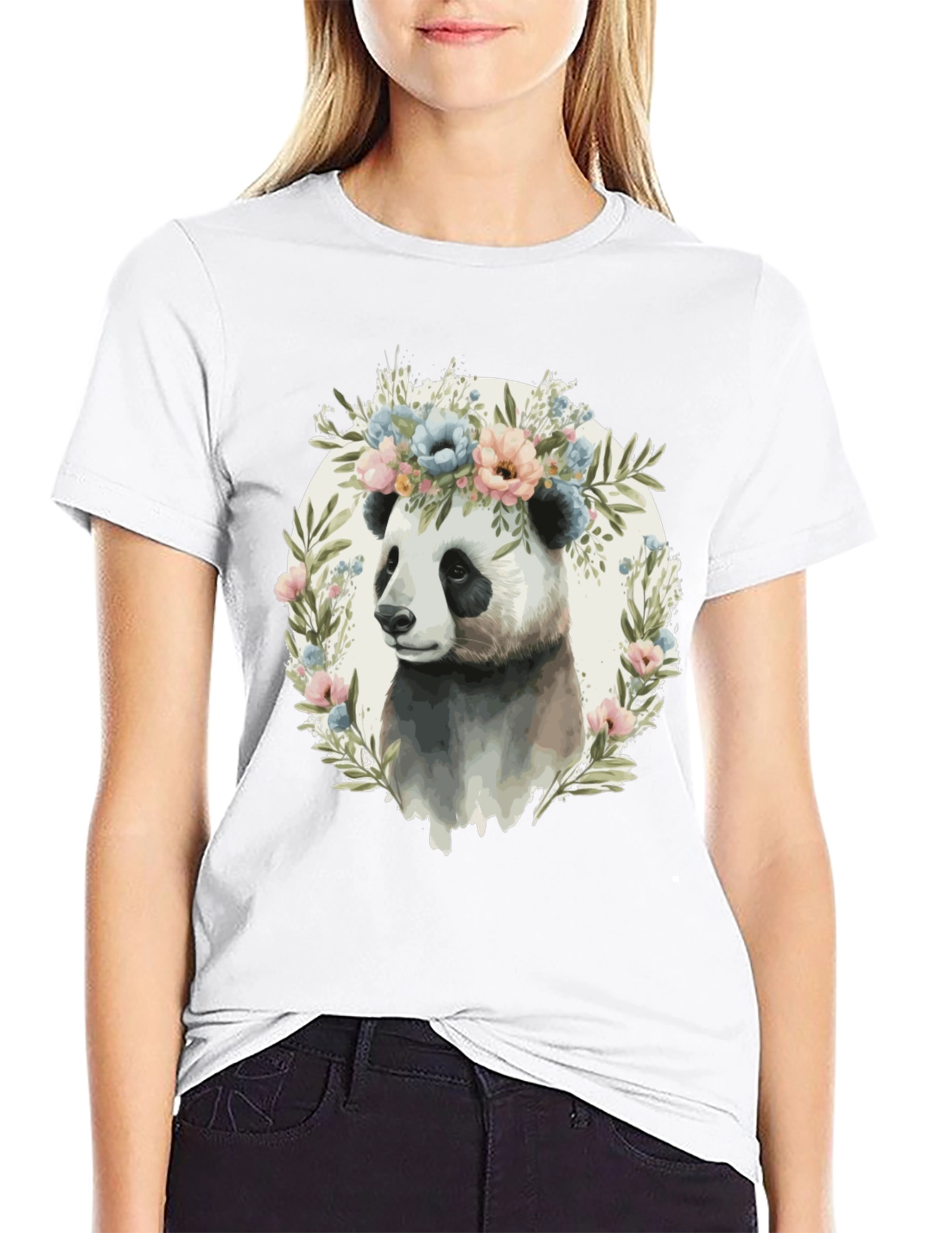 Panda Floral Crown T-Shirt - Unisex Fashion Tee