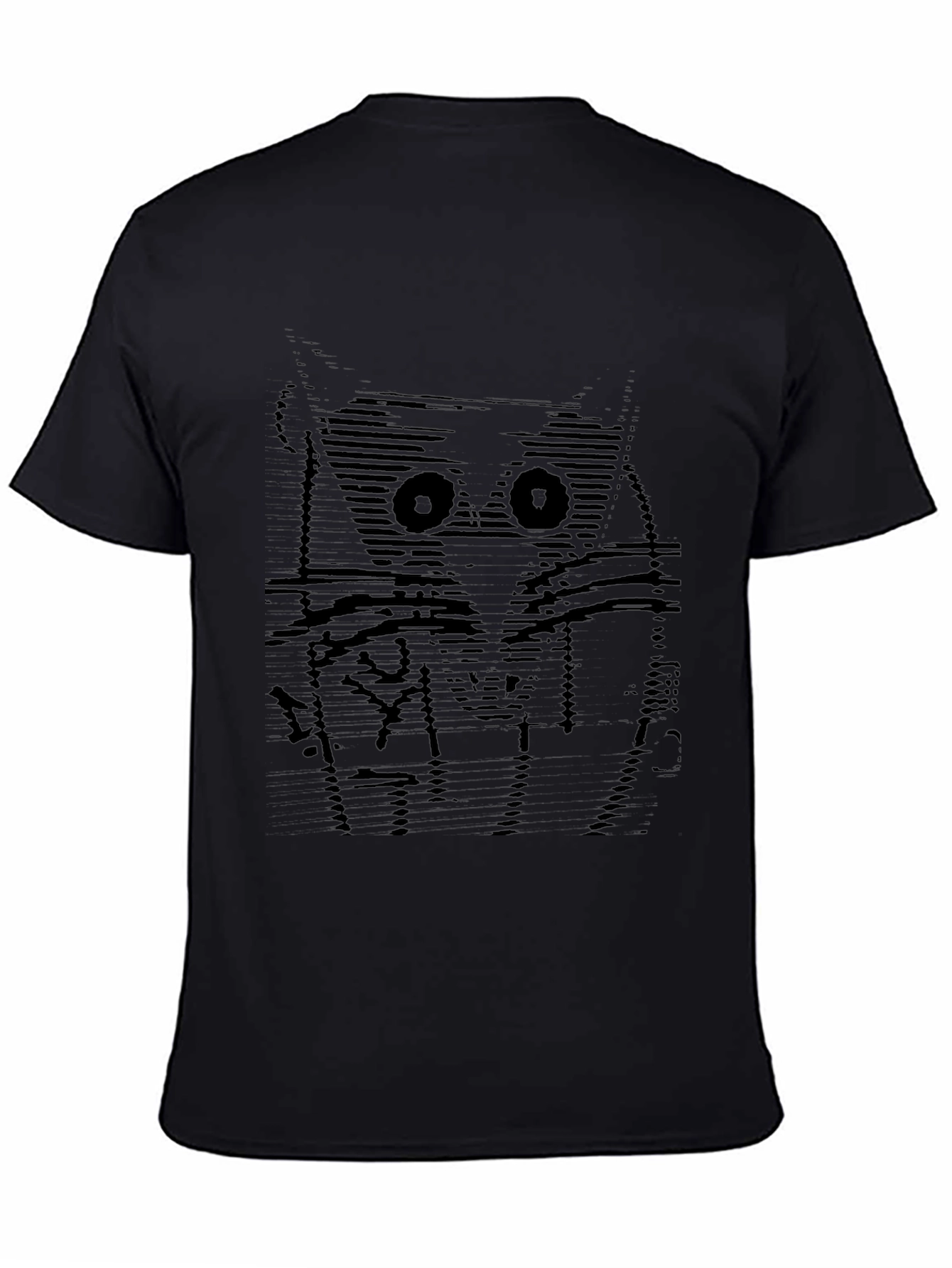 Abstract Owl Graphic Black T-Shirt
