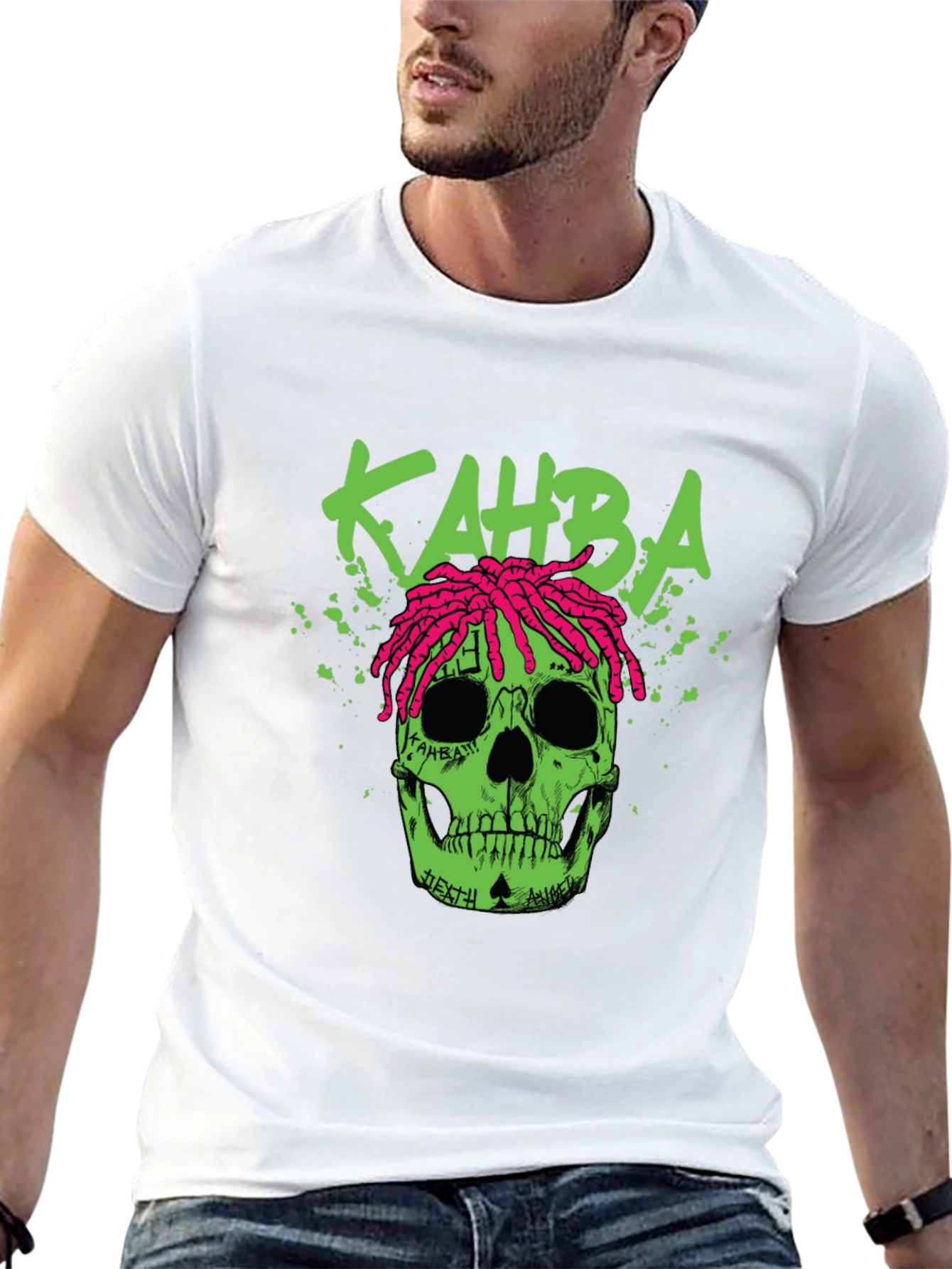 Kahba Skull Graphic Print T-Shirt - Black