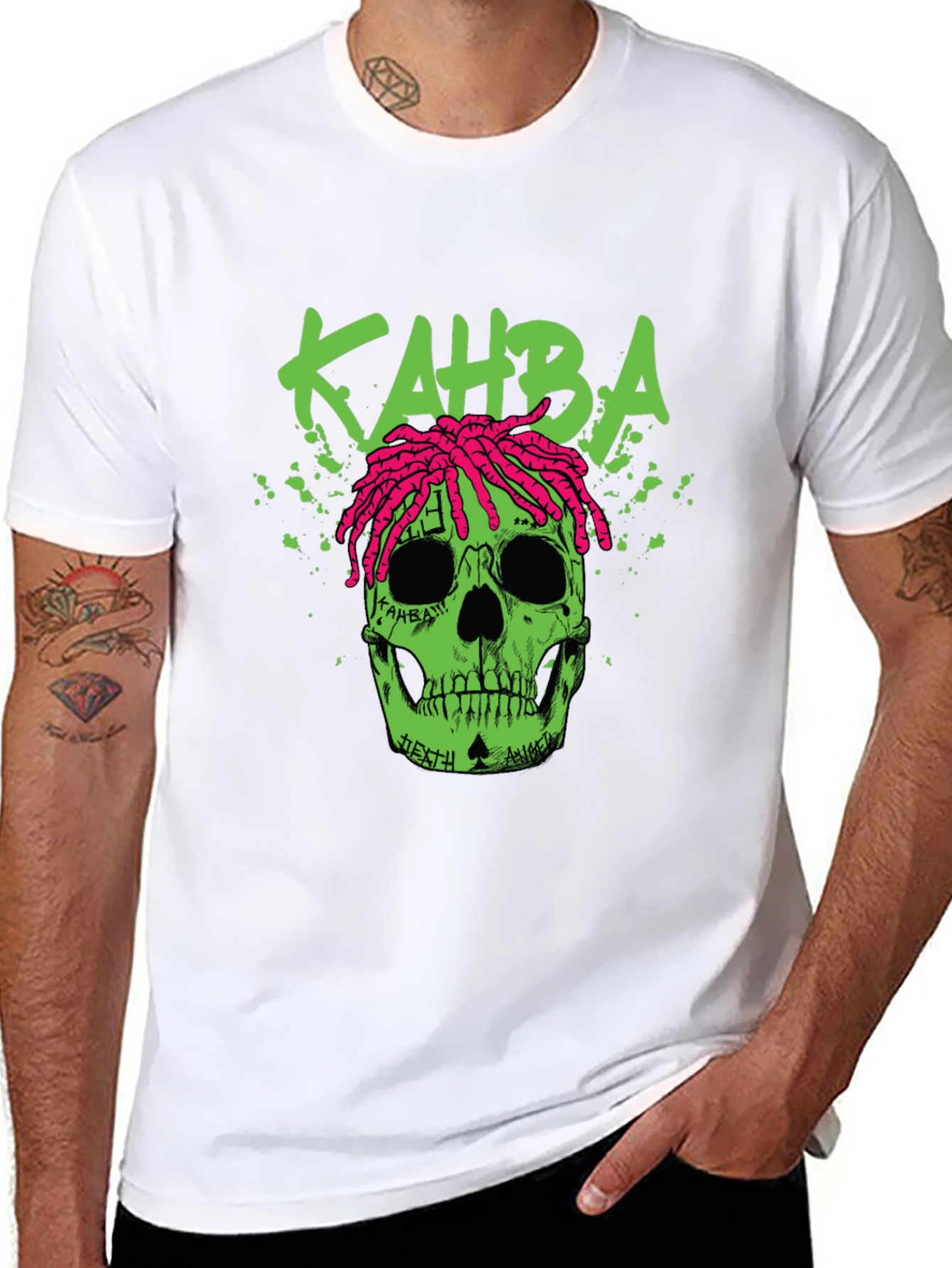 Kahba Skull Graphic Print T-Shirt - Black