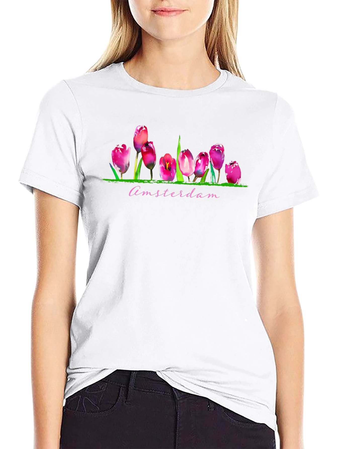 Amsterdam Tulip T-Shirt - Vibrant Floral Graphic Tee