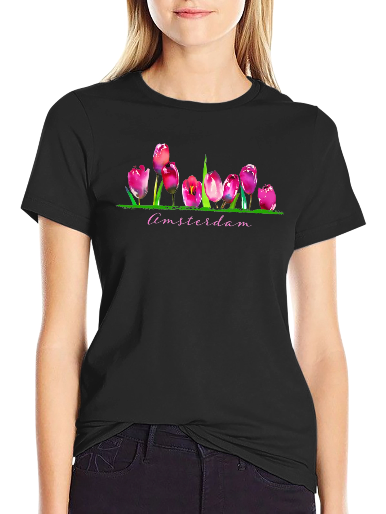 Amsterdam Tulip T-Shirt - Vibrant Floral Graphic Tee