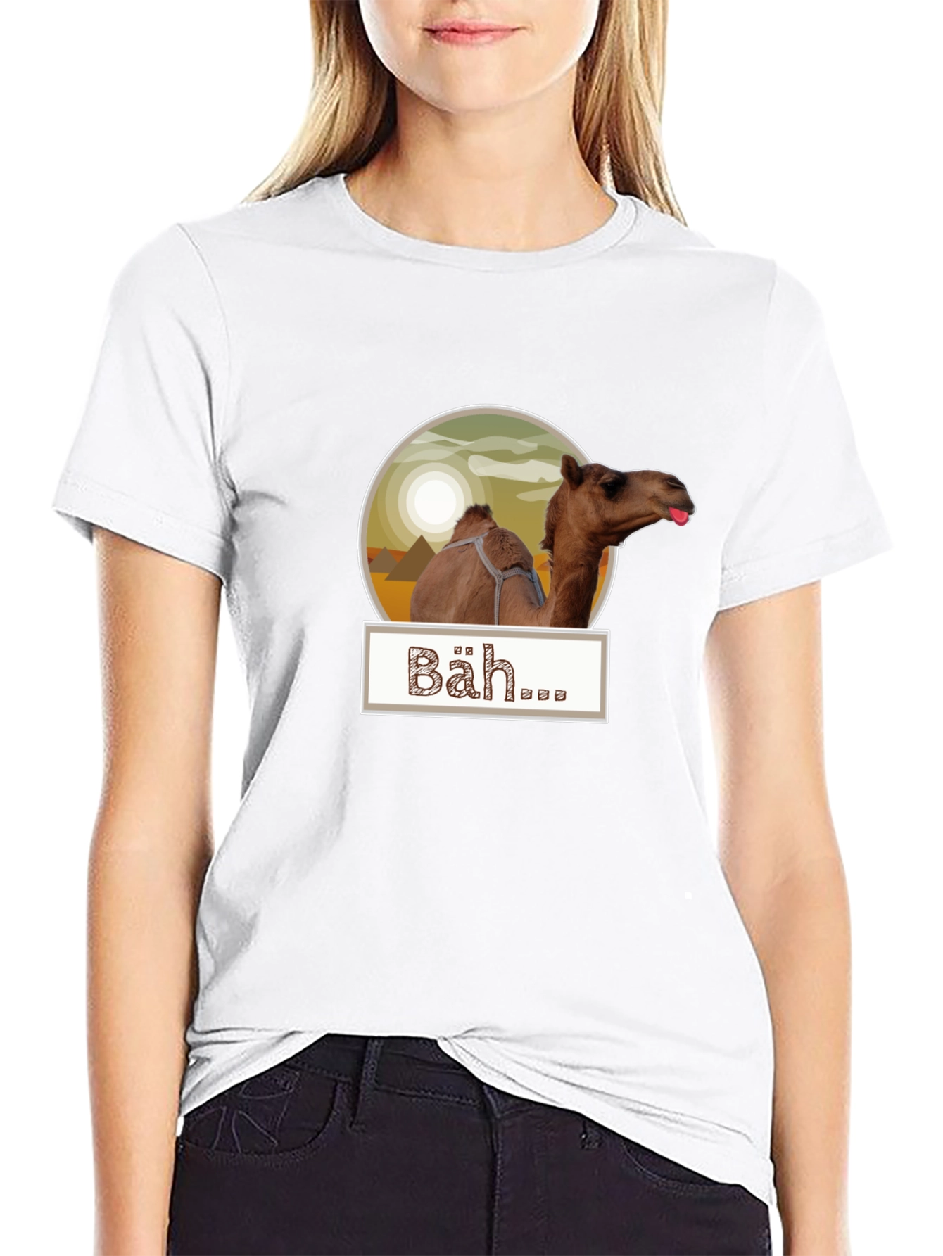 Humorous Camel Bäh... Graphic Tee - Black