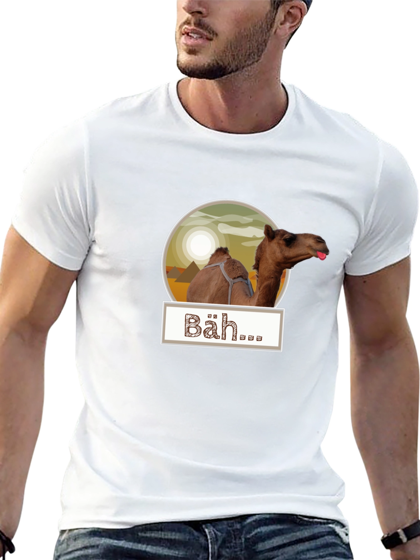 Humorous Camel Bäh... Graphic Tee - Black