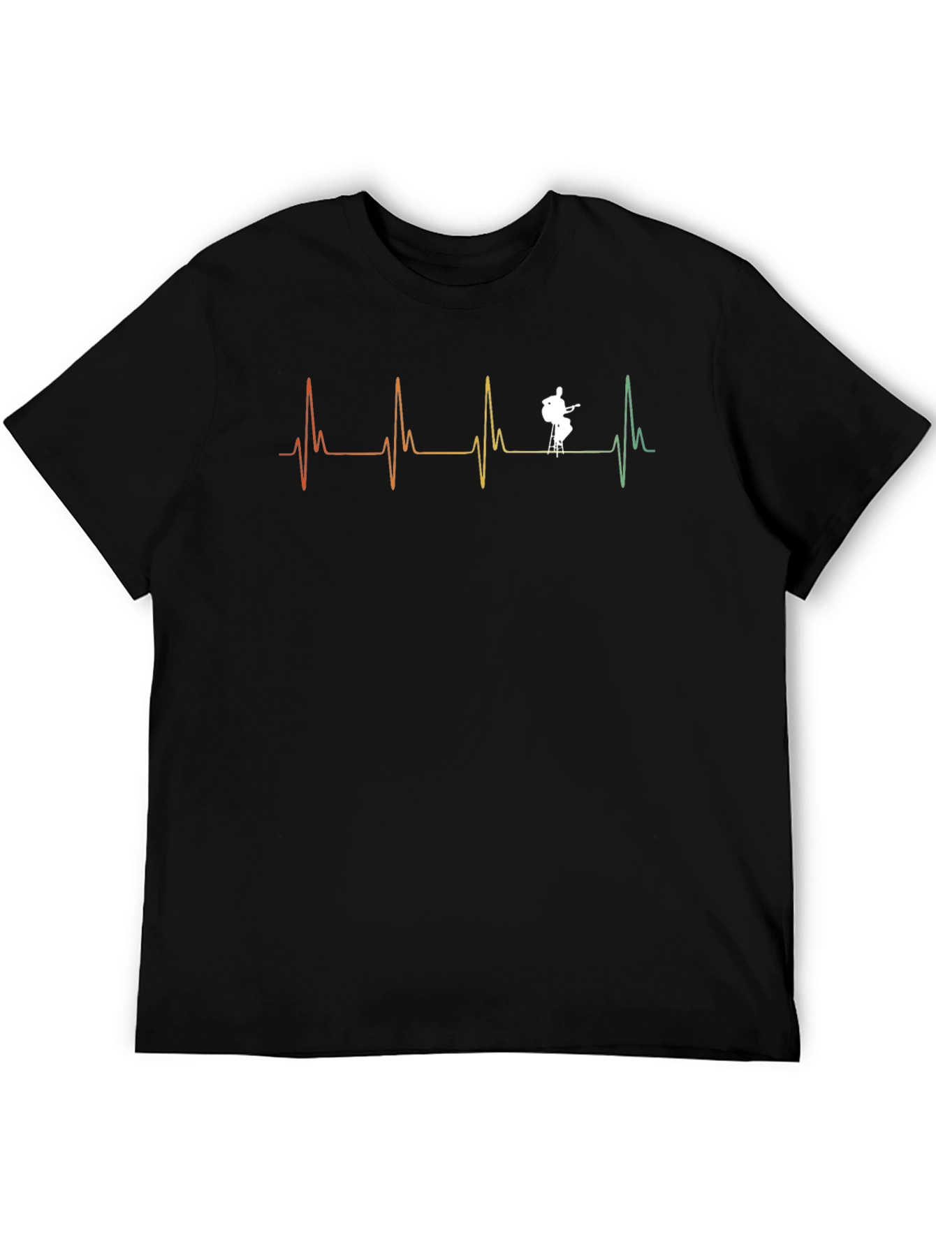 Musician Heartbeat Graphic Tee - Black Cotton T-Shirt