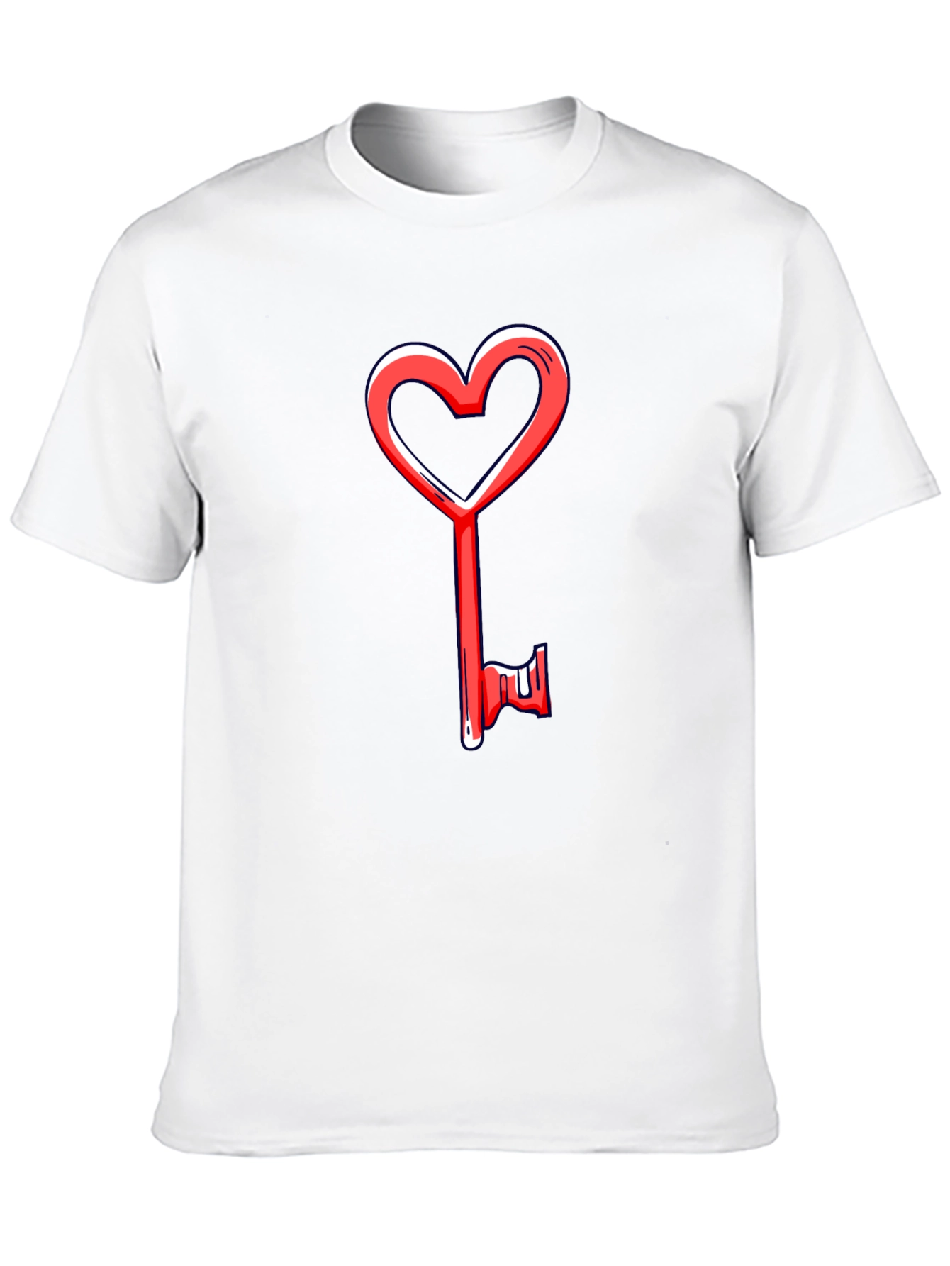 Heart Key Graphic Tee - Black Cotton Casual