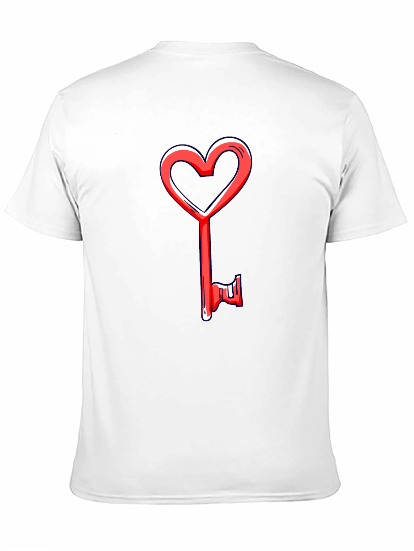 Heart Key Graphic Tee - Black Cotton Casual