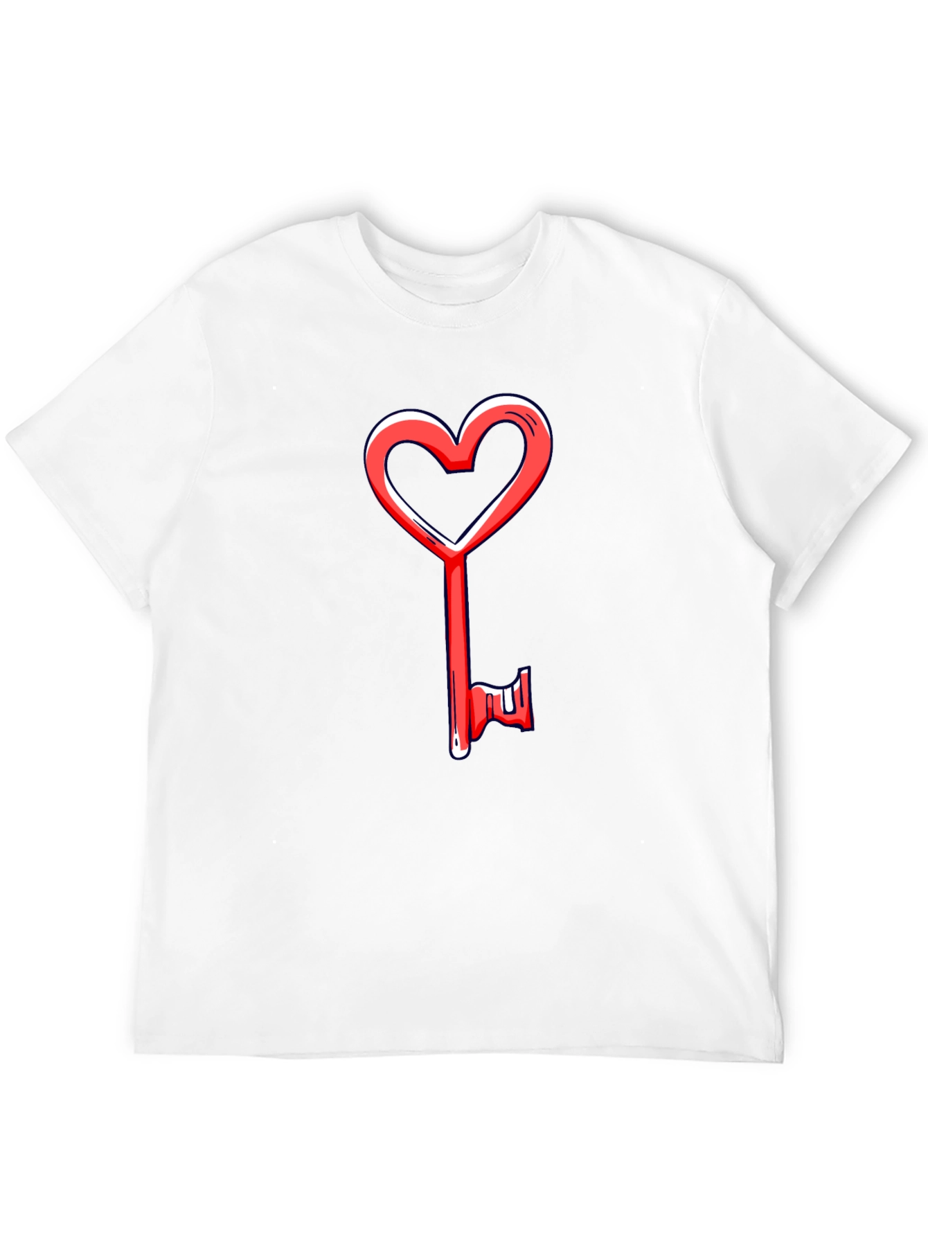 Heart Key Graphic Tee - Black Cotton Casual