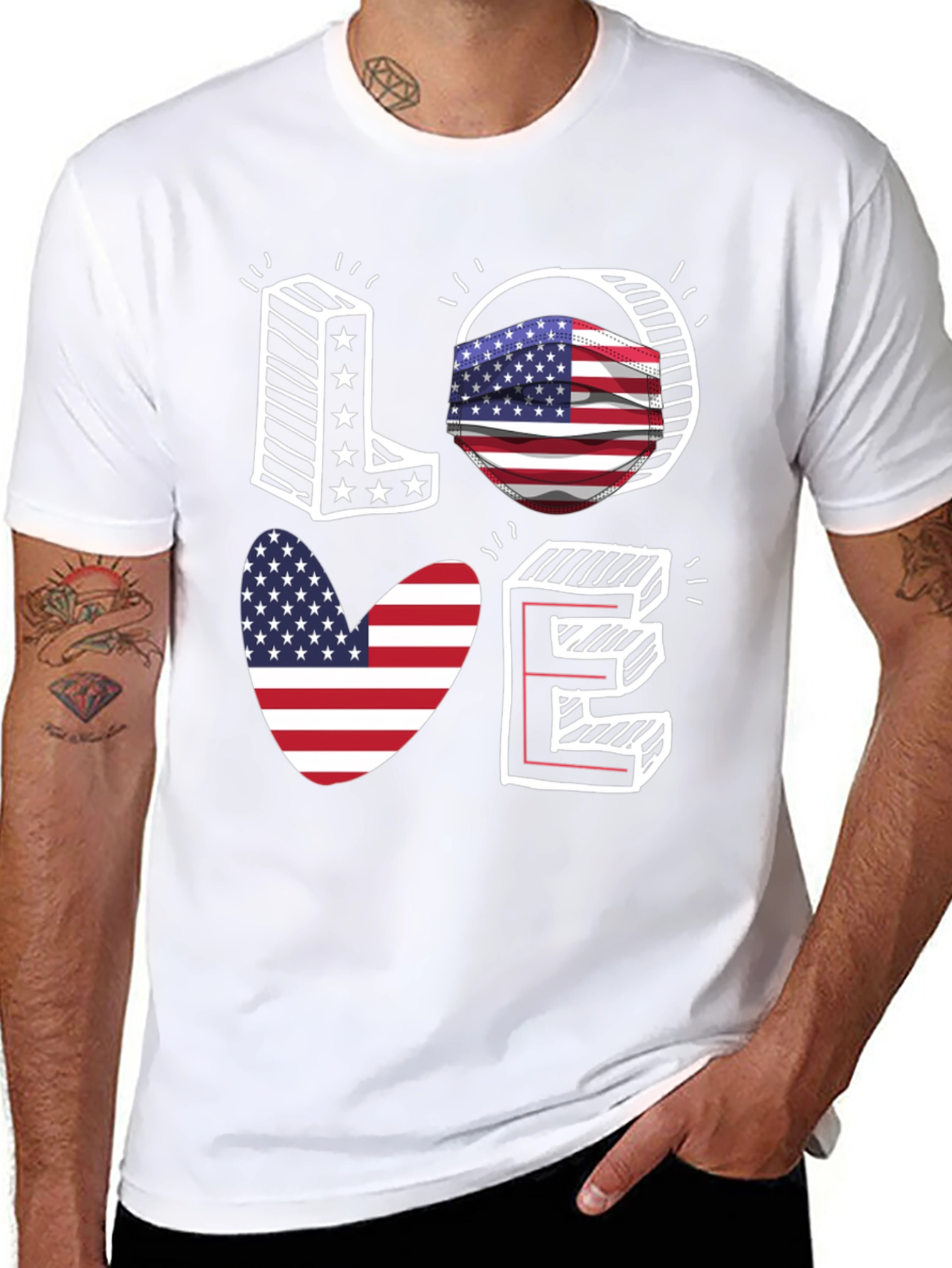 Patriotic LOVE T-Shirt: USA Flag Design