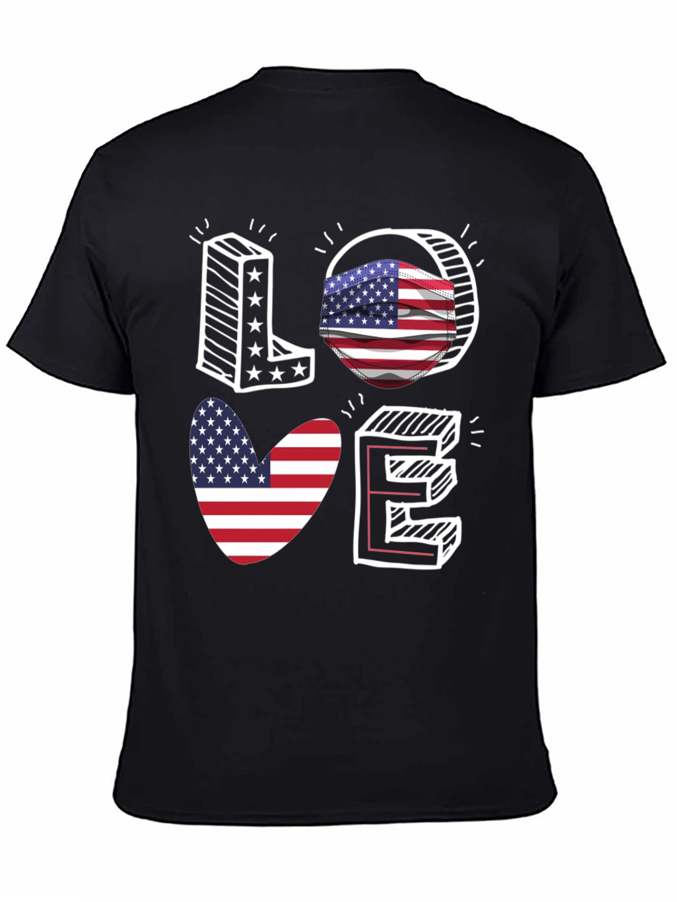 Patriotic LOVE T-Shirt: USA Flag Design