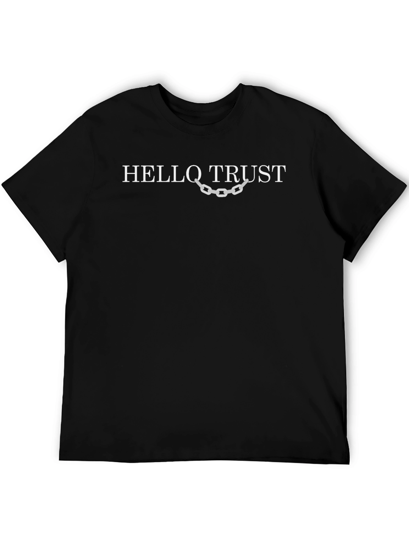 Hello Trust Graphic Tee - Black Cotton Casual T-Shirt