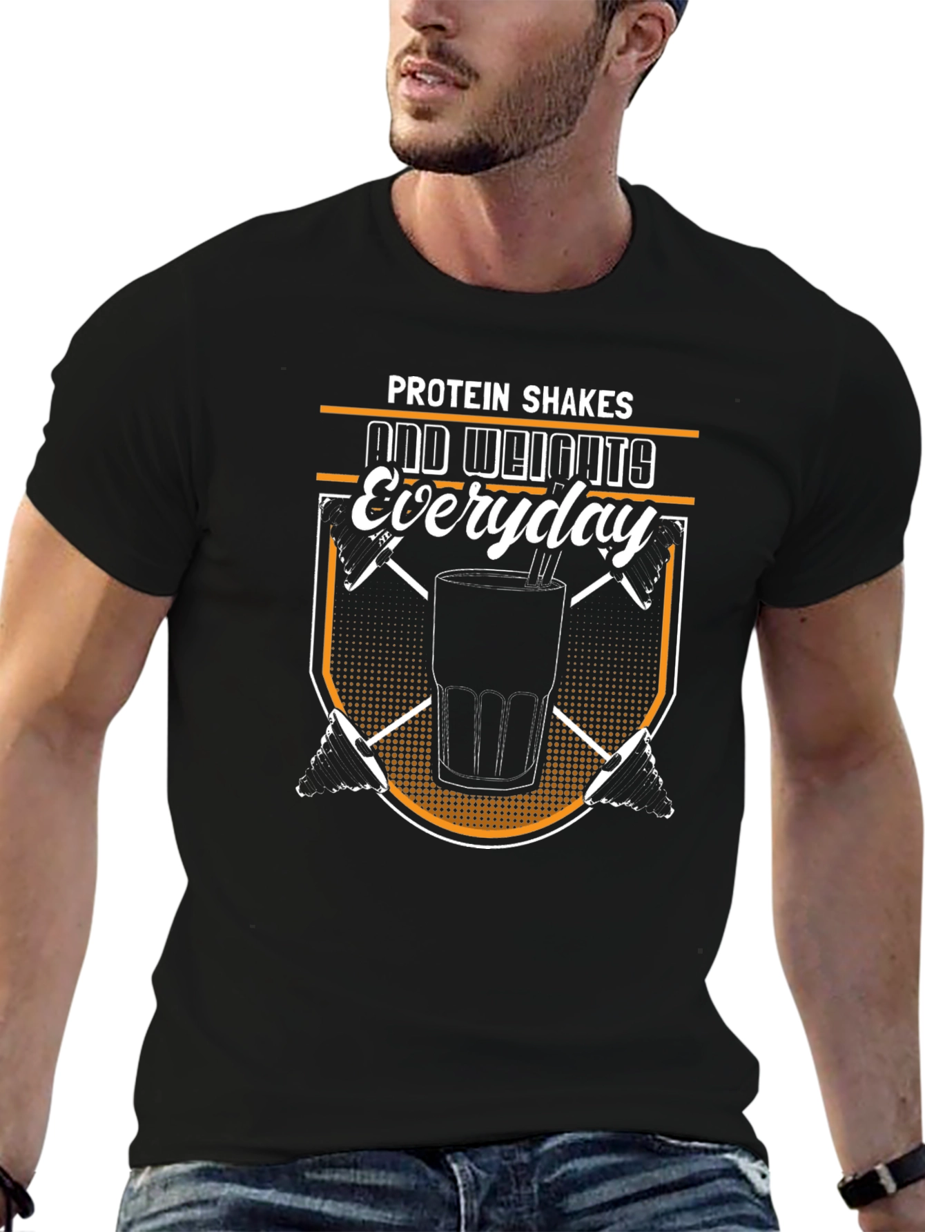 Protein Shakes and Weights Everyday Black T-Shirt