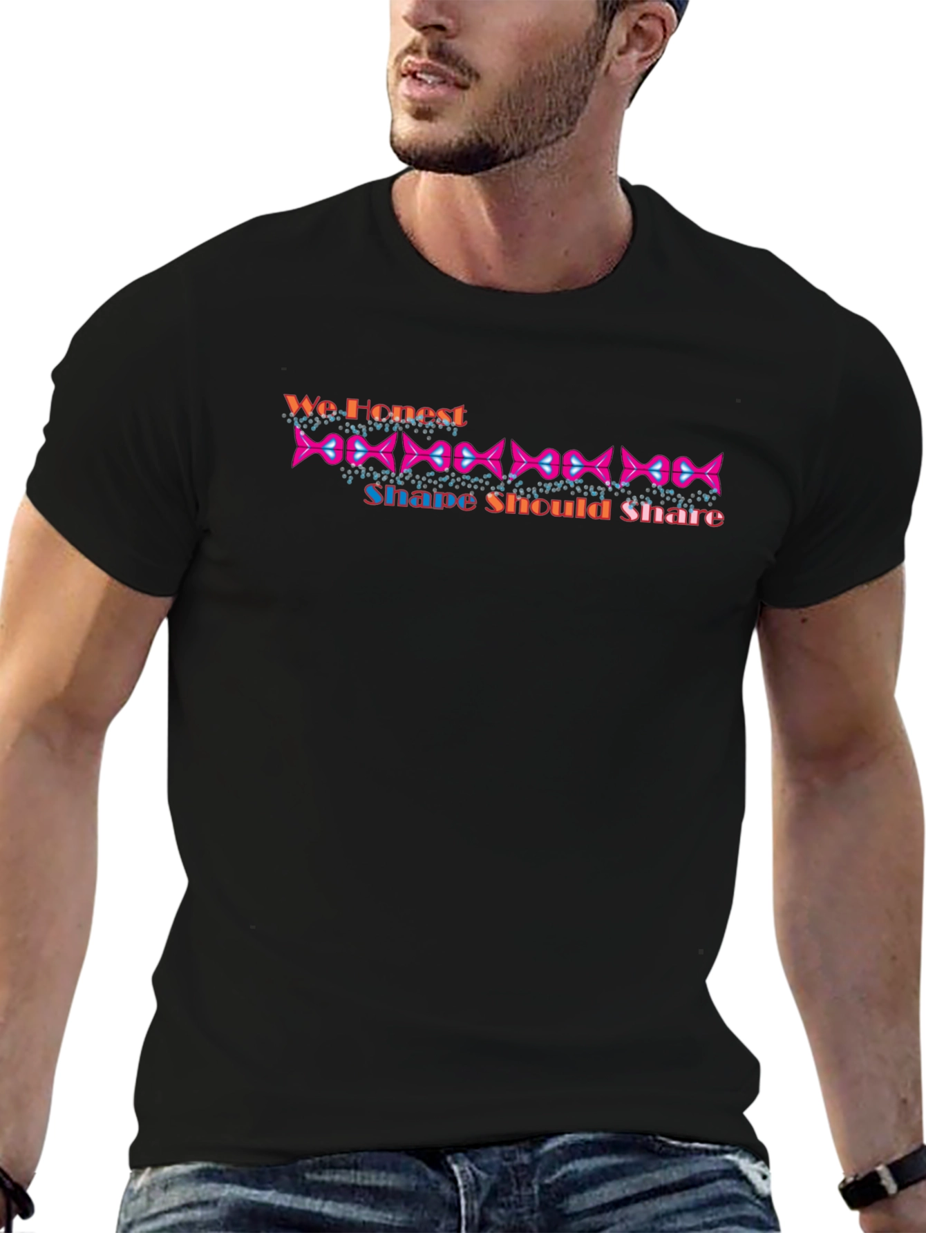 Stylish Black Tee with Geometric Print