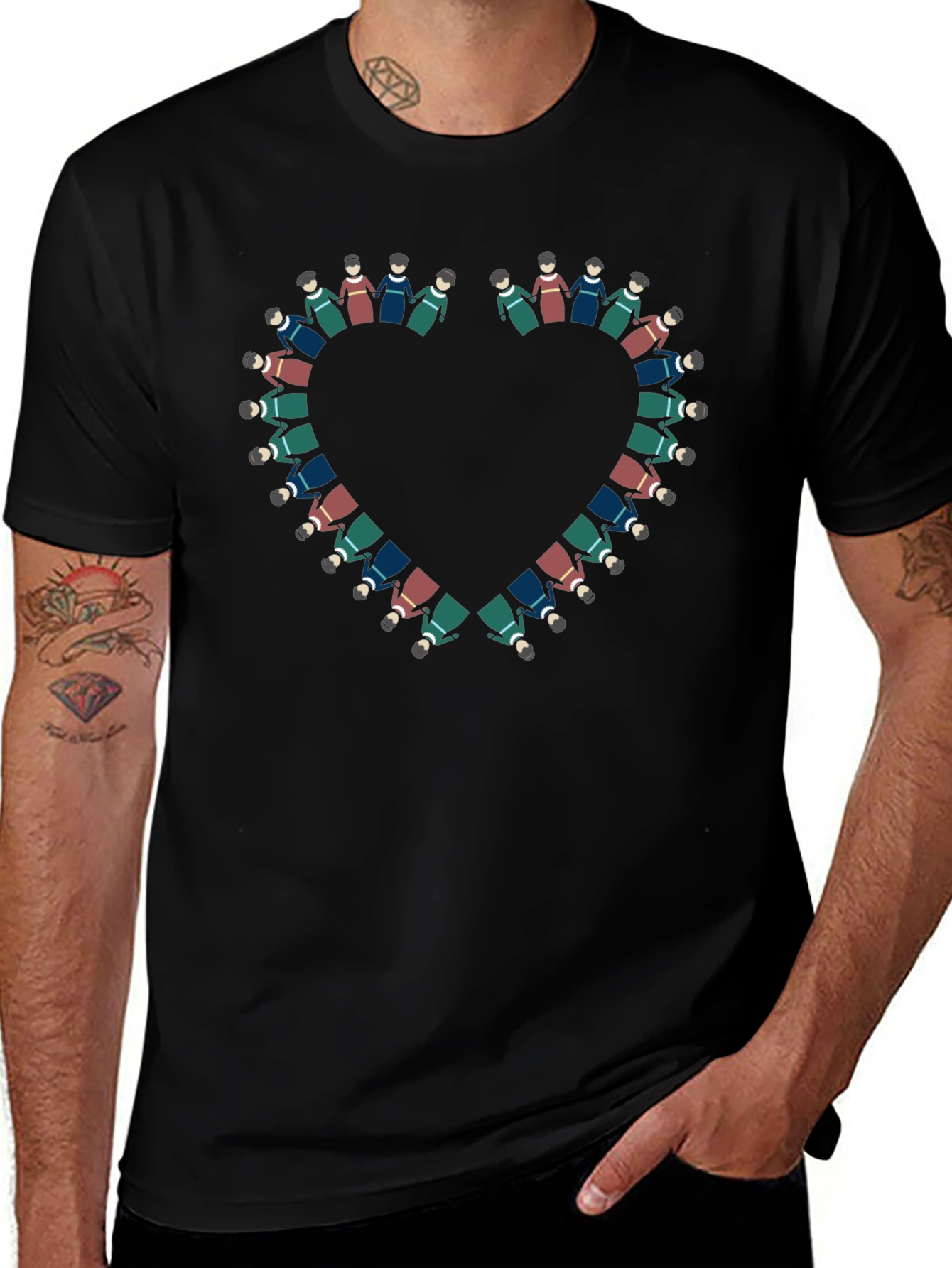 Heart of People T-Shirt - Black Cotton